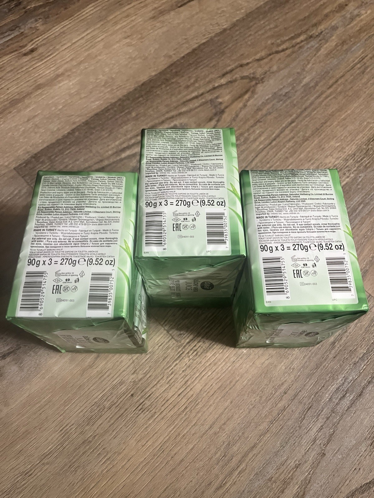 9 Bars Dalan Aloe Vera Juice Cream Soap 3.17oz Each Exp 05/06/2027