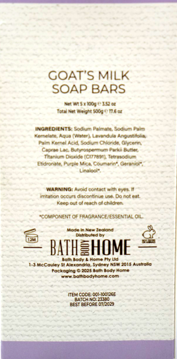 Goats Milk Soap Bars , Nourish With Lavender Infused,5 Bars. Total Net 500g NIB