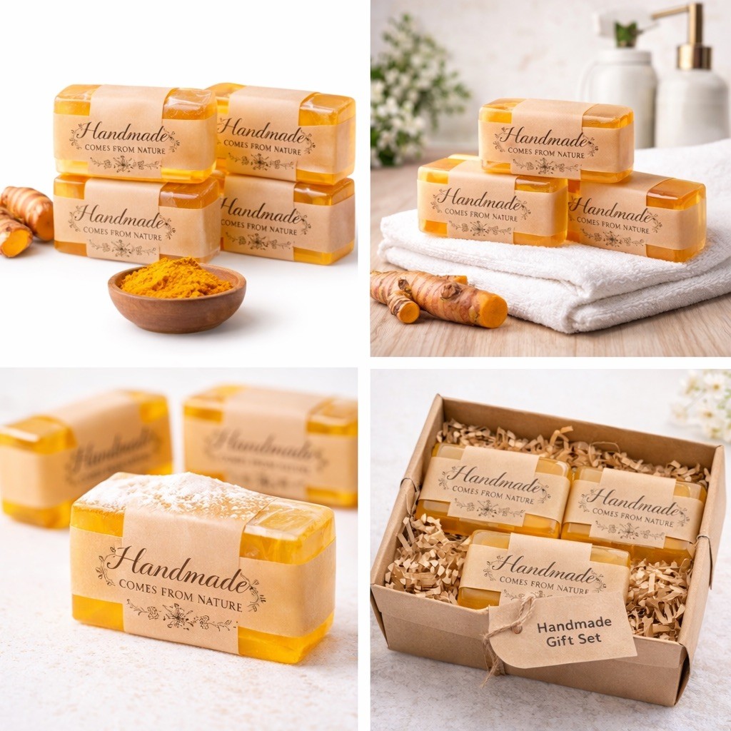 Turmeric Soap 3 Pack – Handmade Brightening Glycerin Soap for Dark Spots