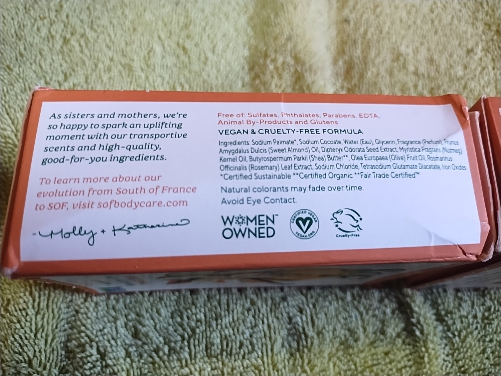 South of France Soap 2 Bars Sweet Almond Triple Milled Shea Butter 6 oz Non Gmo