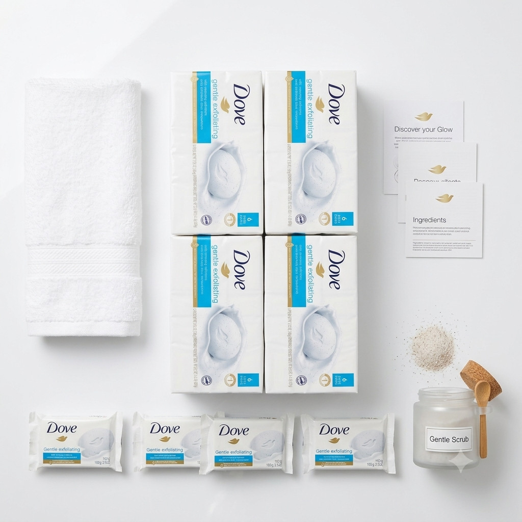 24 Dove Gentle Exfoliating Beauty Bar Soap, 4 Packs of 6, 3.75oz Bars, Moisturiz