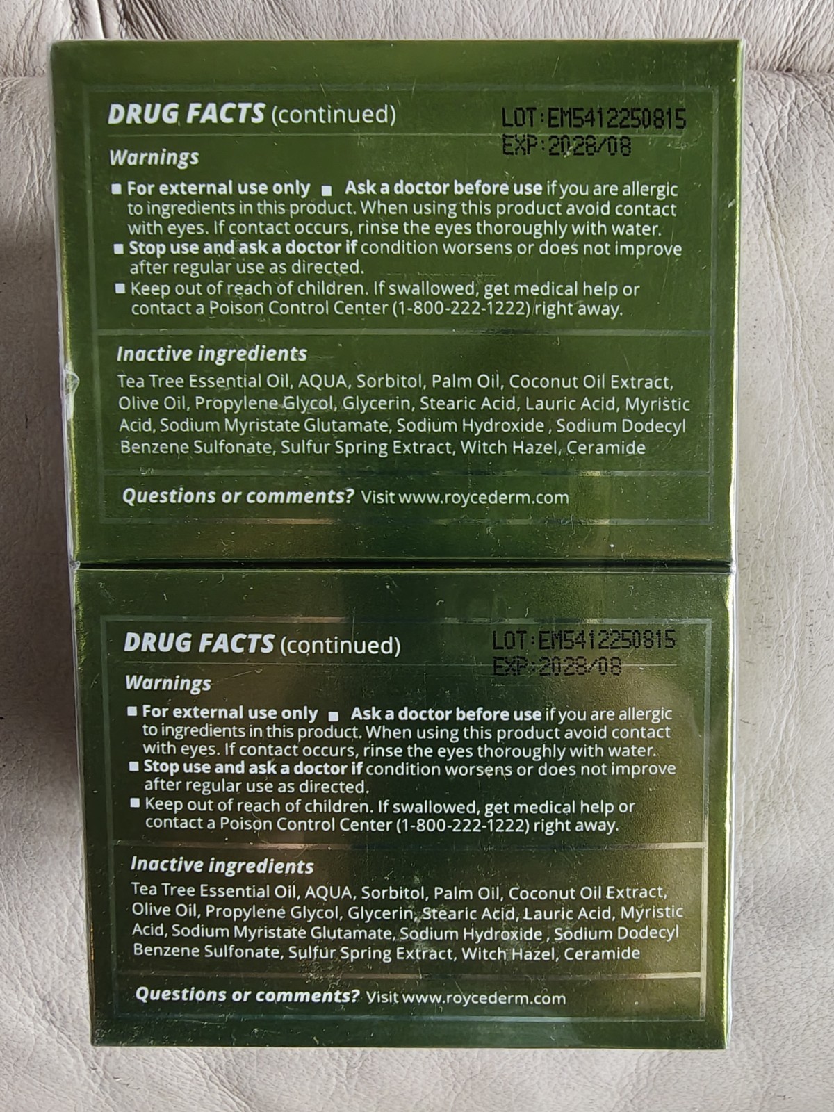 RoyceDerm Fast-Acting Tea Tree Antifungal Soap 2 Bars 8.2 oz Moisturizing