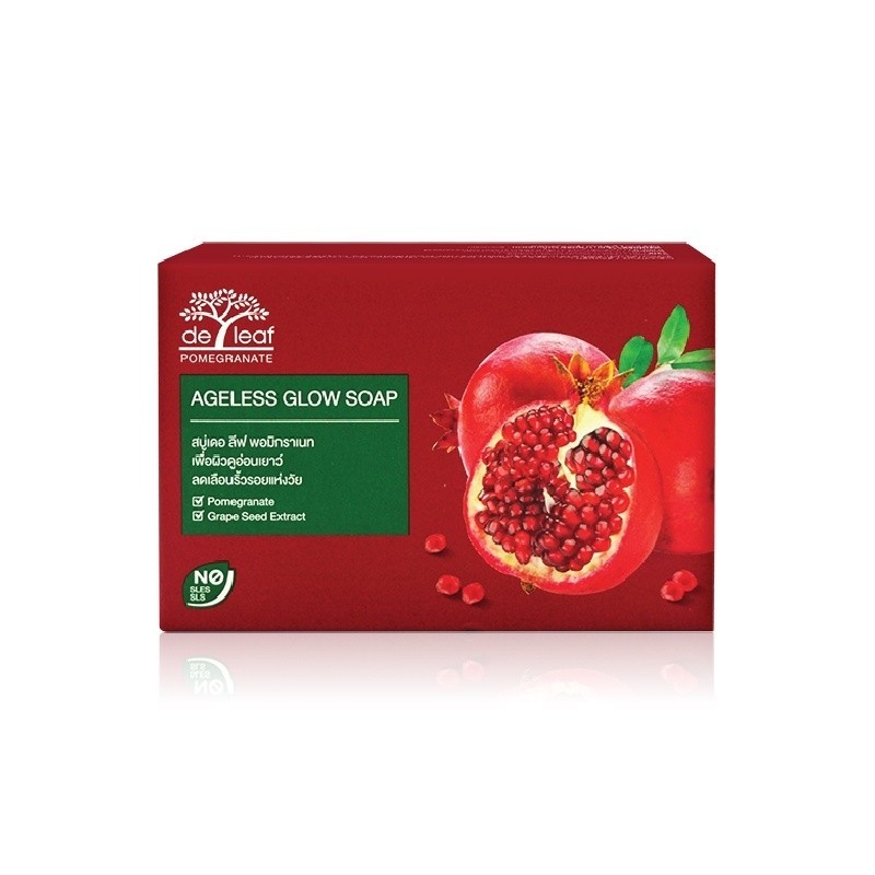 5x De Leaf Pomegranate Ageless Glow Soap 100g | youthful, clear, and firm