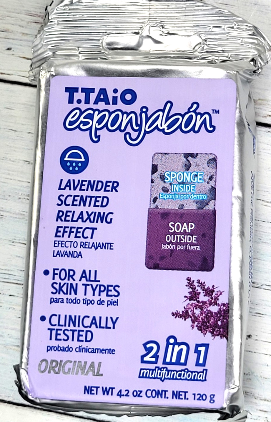 Lavender Scented Relaxing Sponge Soap Bar, 4.2 OZ, T.TAiO esonjabon – 3 Pack