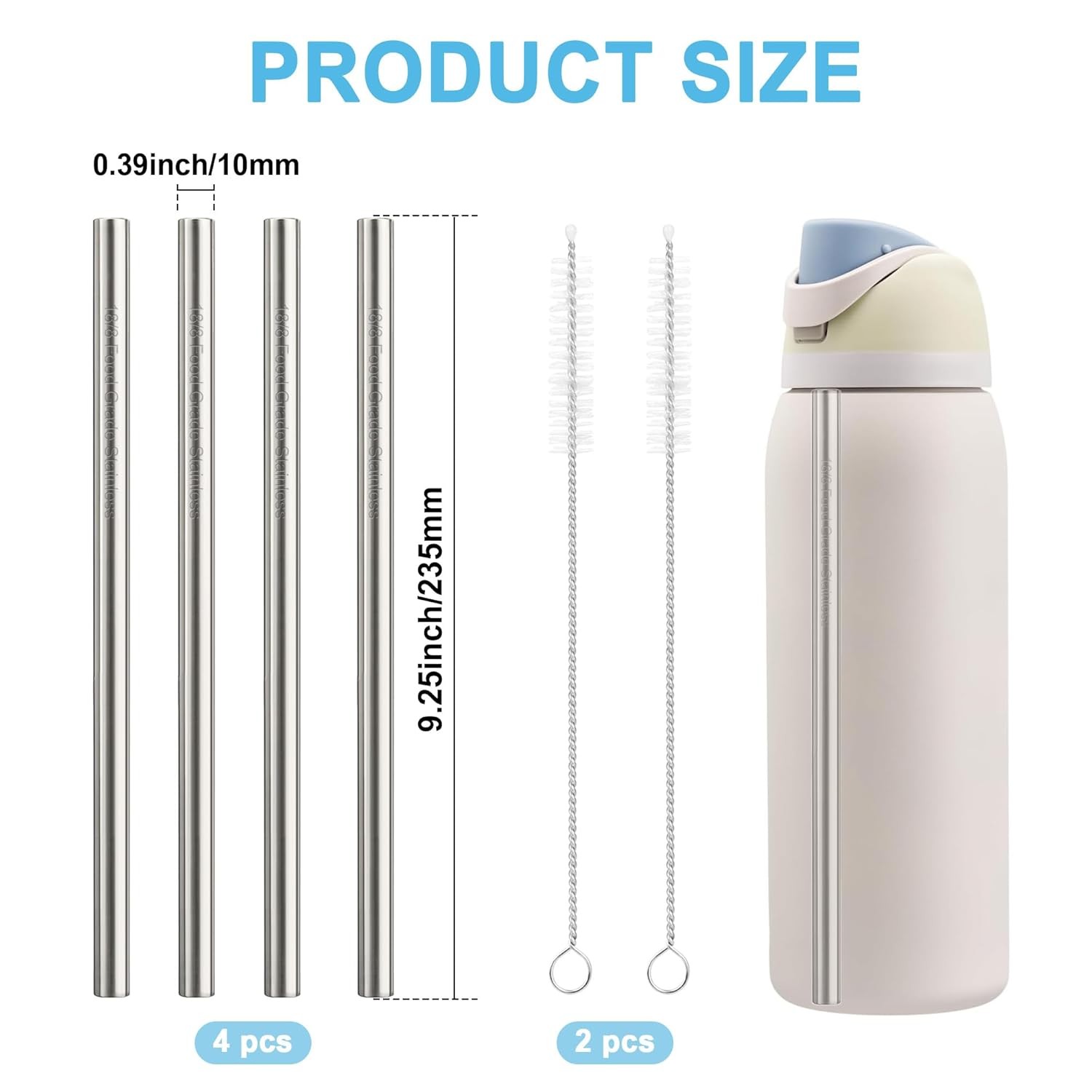 Metal Straw Replacement Set for Owala Water Bottle 40 Oz, 4 Pack (79 chars)
