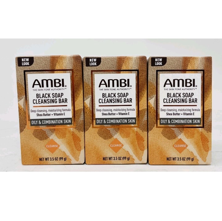 PACK OF 3 AMBI Skin Care Soap Black soap With Shea Batter 3.5 oz FREE SHIPPING