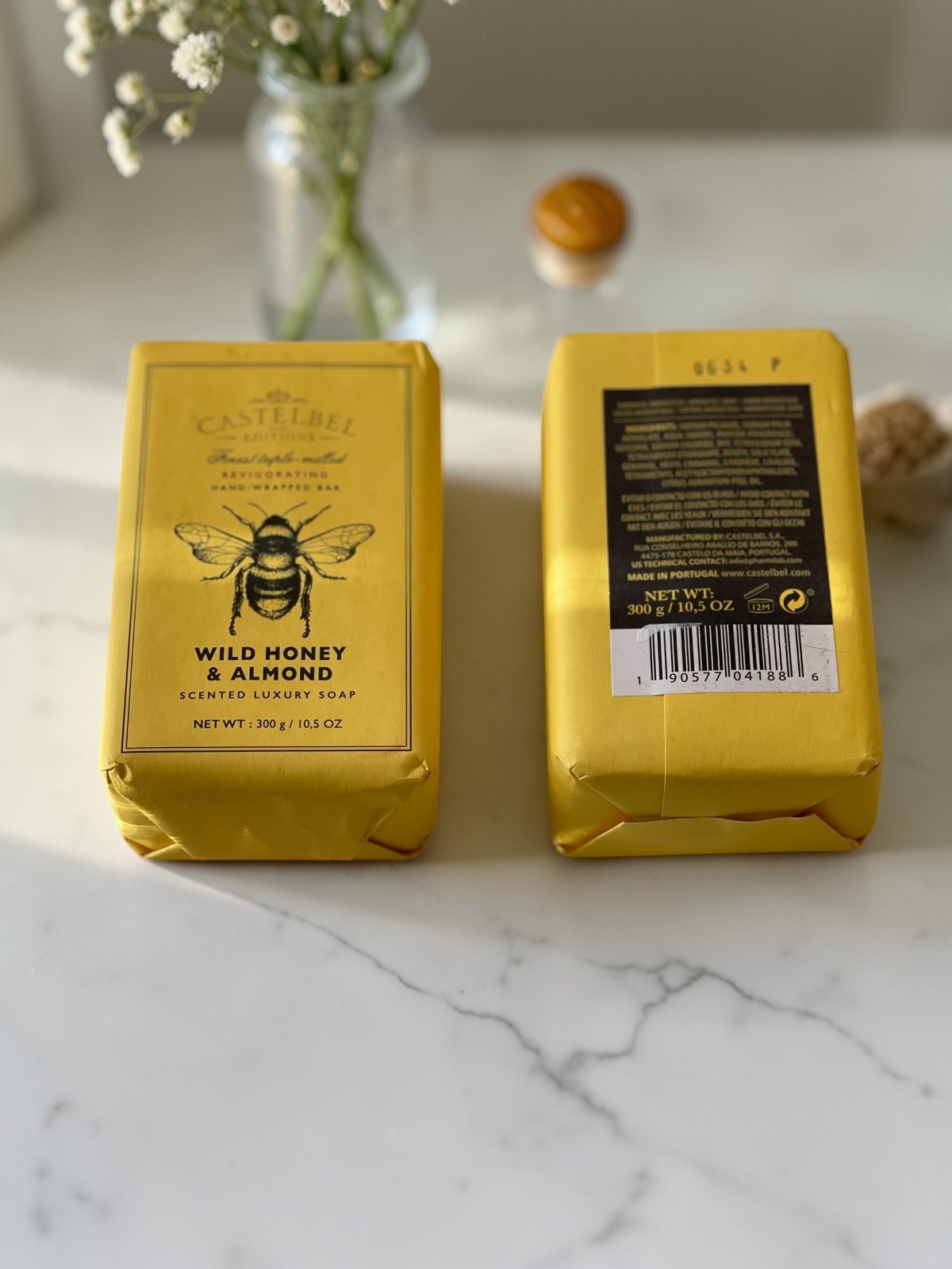 Castelbel Limited Edition Wild Honey & Almond Soap Set | 2 x 10.5 oz | Gold Bee