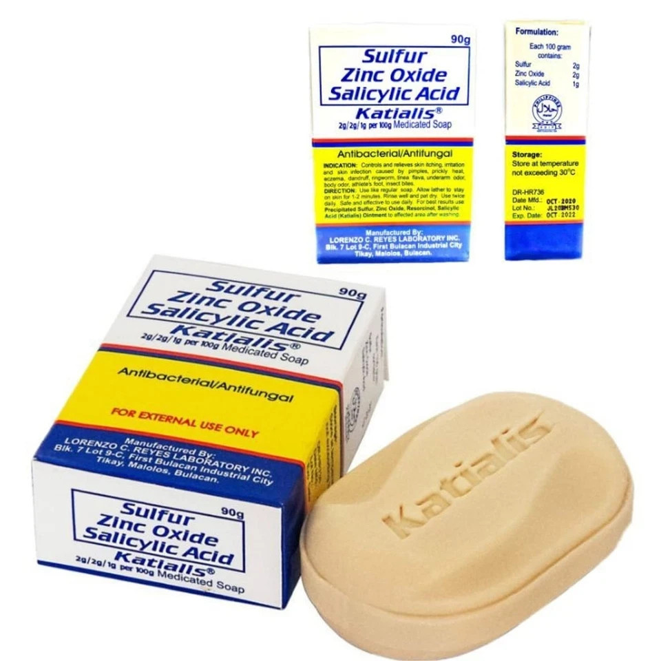 KATIALIS SOAP Sulfur Zinc Oxide Salicylic Acid 3.2 Ounce (Pack of 1), White