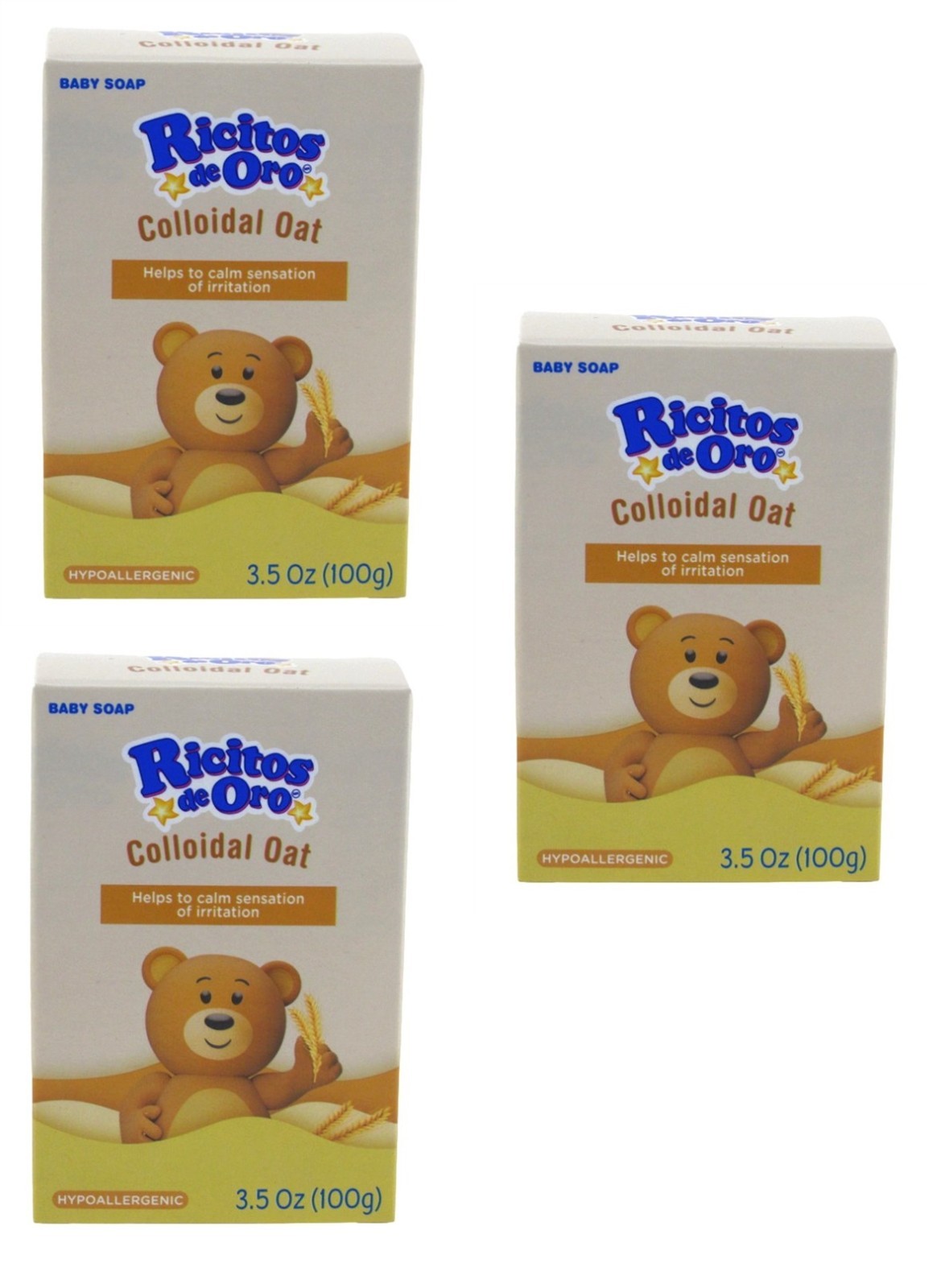 BL Ricitos De Oro Baby Soap Bar Colloidal Oat 3.5oz X 3 Packs