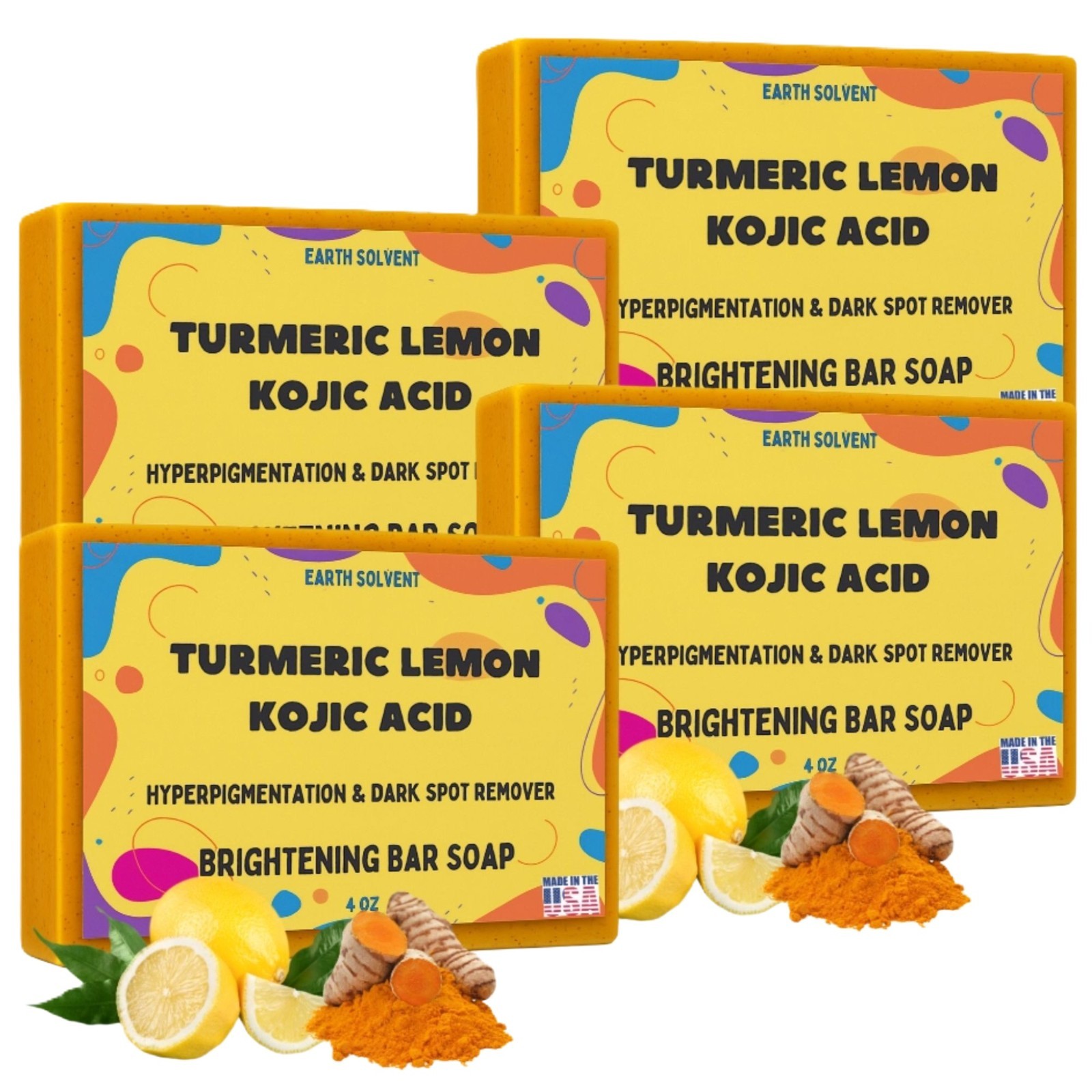 Kojic Acid Soap Dark Spot Whitening Turmeric Skin Bleaching Lightening 4oz Bars