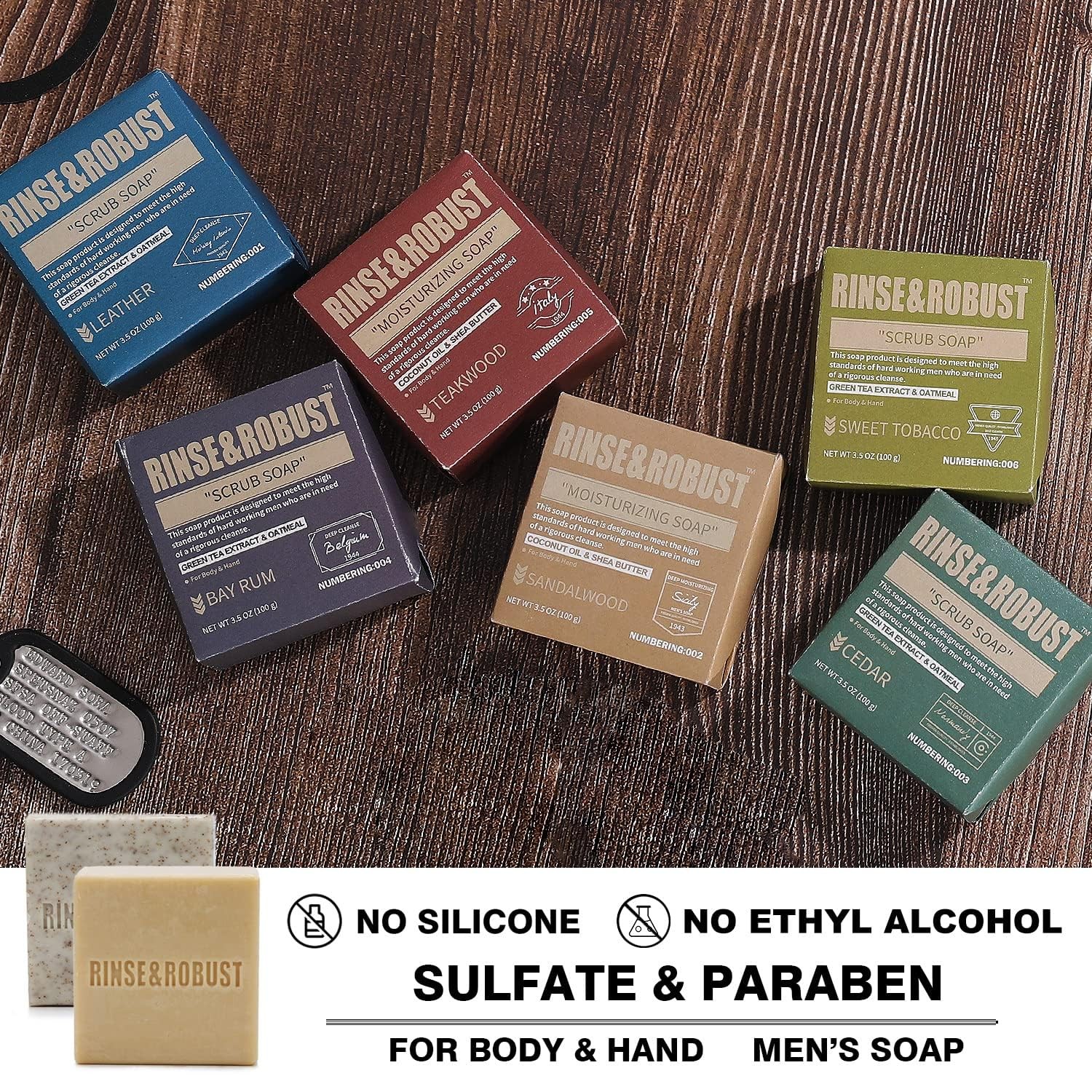 Mens Soap Bar Set 6Pcs Natural Handmade Cleansing Bar Soap Set Moisturizing E…