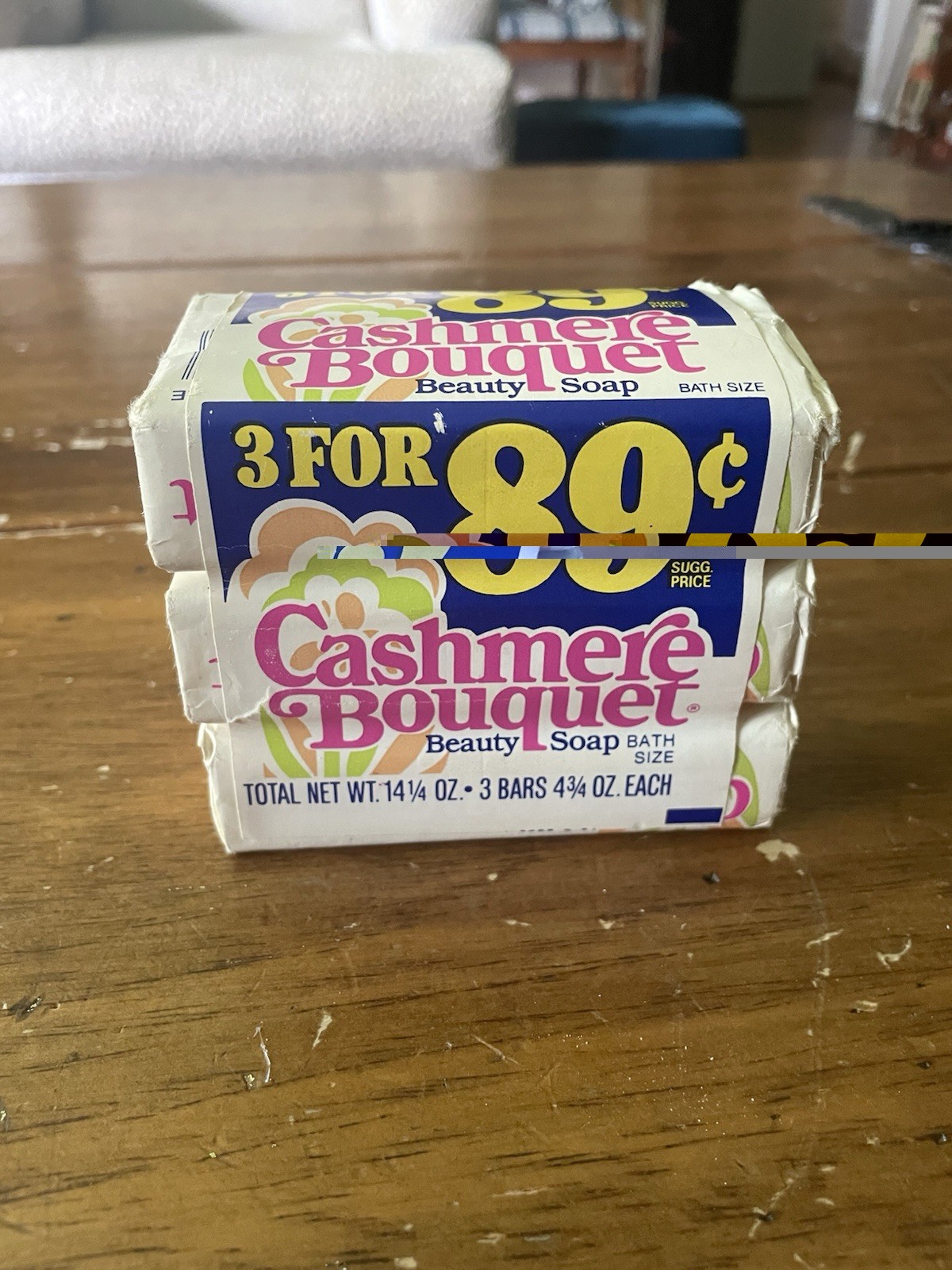 NOS Vintage Cashmere Bouquet Beauty Bar Soap 3 Bath Sz 4.75 Oz Bars For Deedyt
