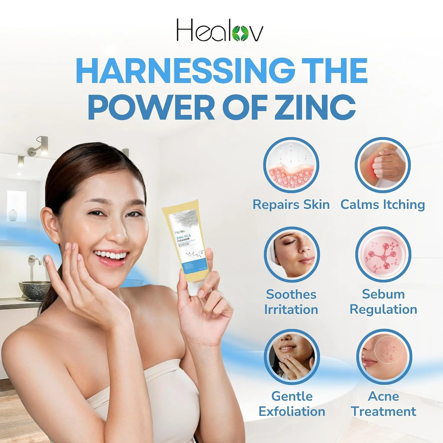 Zinc Face Wash | Zinc Soap Skin Therapy Body Cleanser for Acne, Rosacea, Eczema,