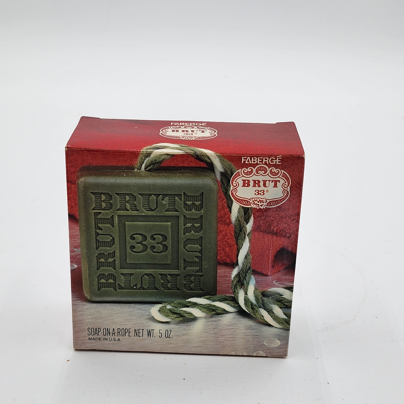 Vintage Men’s BRUT Faberge 33 “Soap On A Rope” RARE Gemco Tag New in box