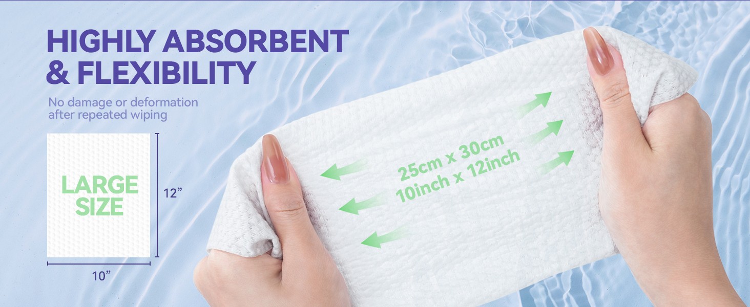 Disposable Face Towels, 10″×12″ XL Face Towelette Disposable, Soft Makeup