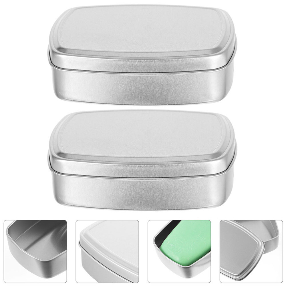 3PCS Travel Soap Container Soap Boxes Tin Cookie Box Rectangular Metal Tin