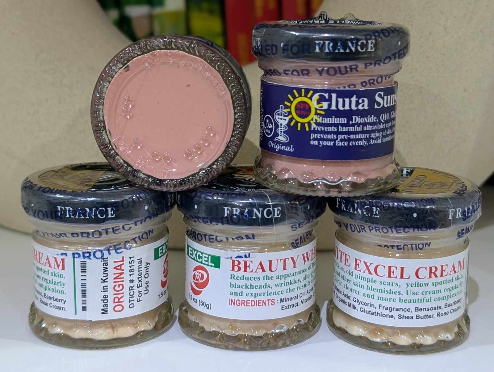 Mix 5 Jars Of Dalfour Excel Cream and Sunscreen