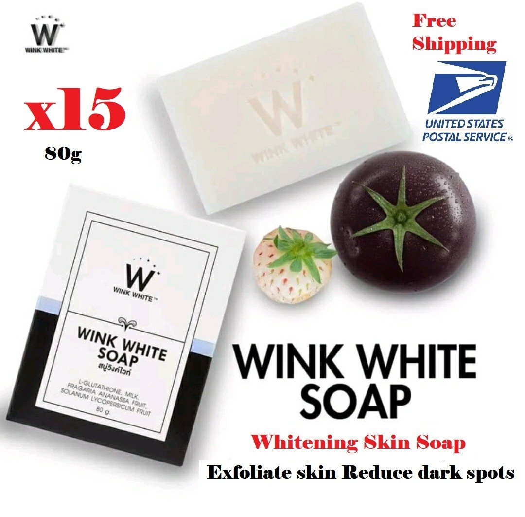 x15 Wink White Soap Skin Body Whitening Face Gluta Brightening Cleansing 80g.