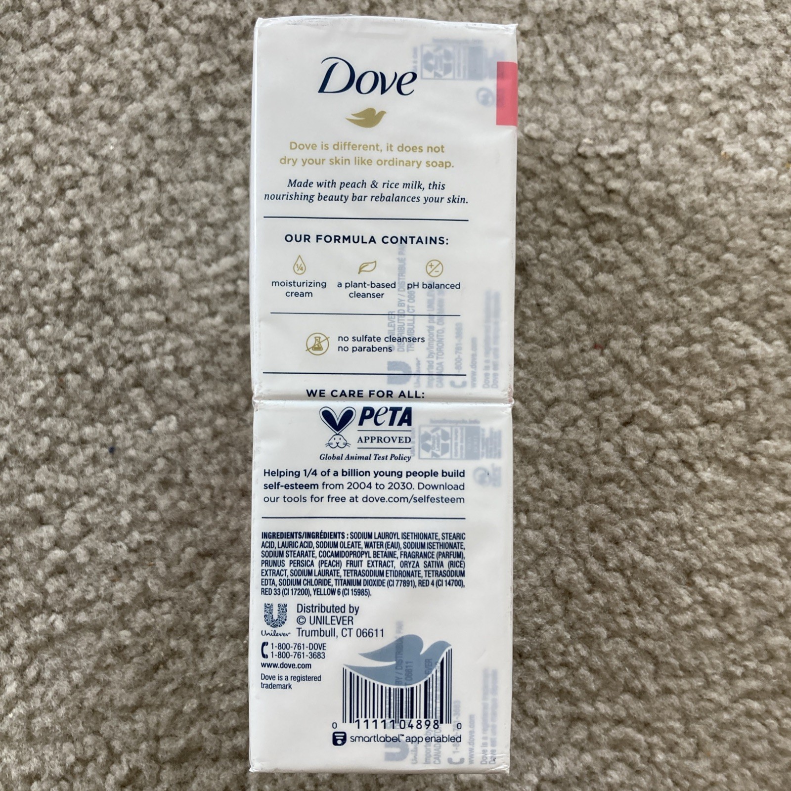 Dove Rebalancing White Peach & Rice Milk Scent, 3.75 oz (Pack of 6)