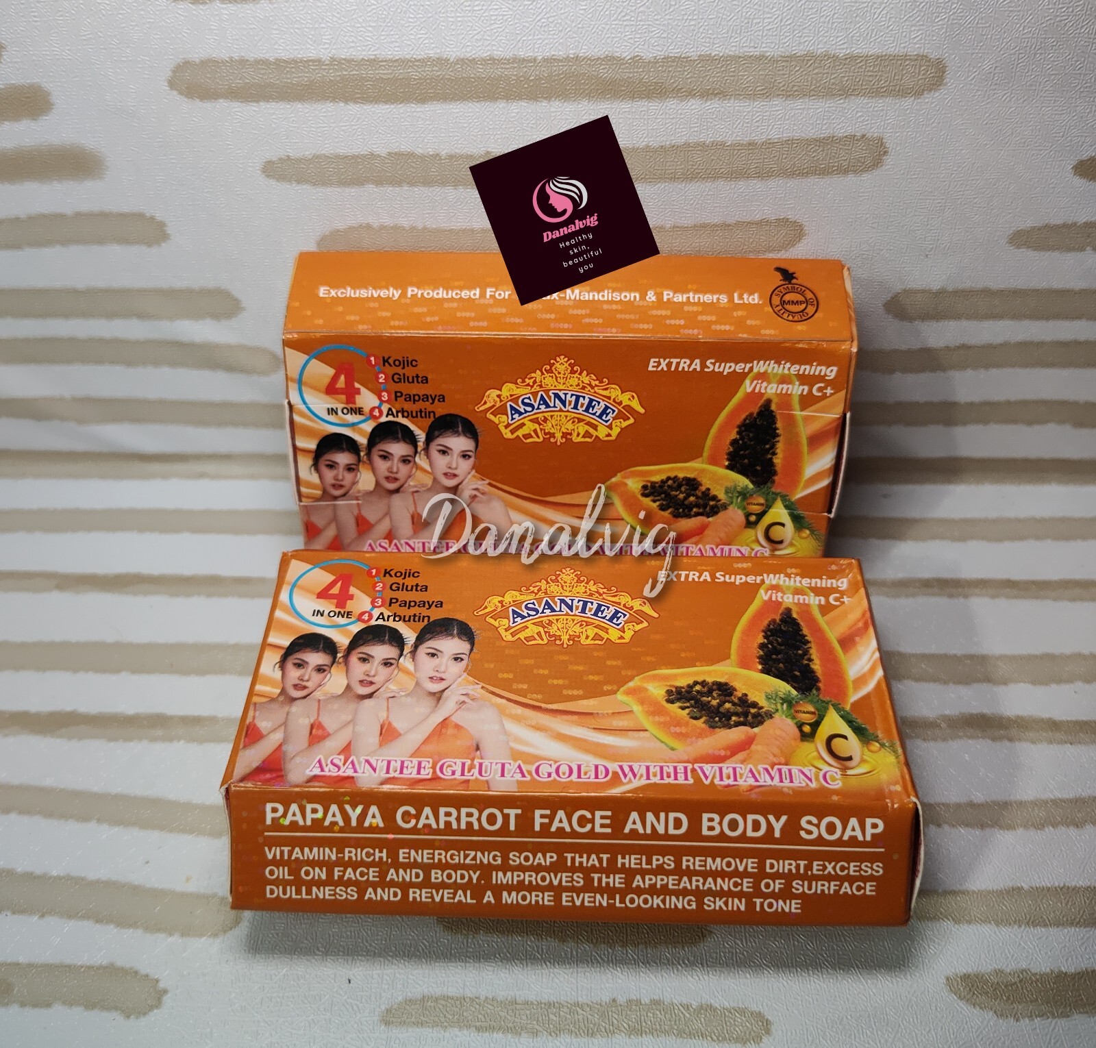 2 Bars x 125g Soap Vitamin C Gluta Gold Asantee Face And body Brightening Soap