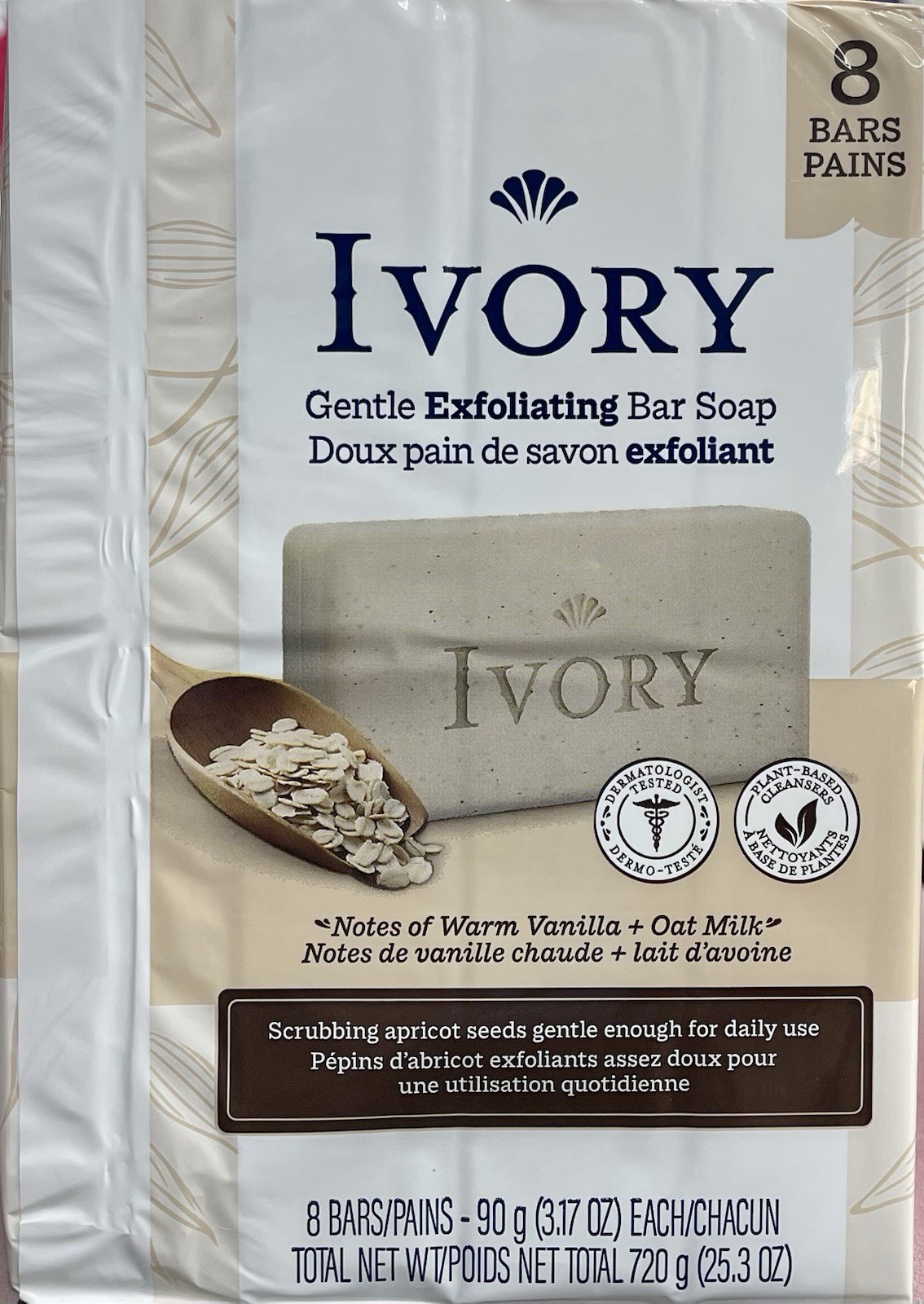16 Bars IVORY Gentle Exfoliating Bar Soap Notes Of Warm Vanilla + Oat Milk 3.17
