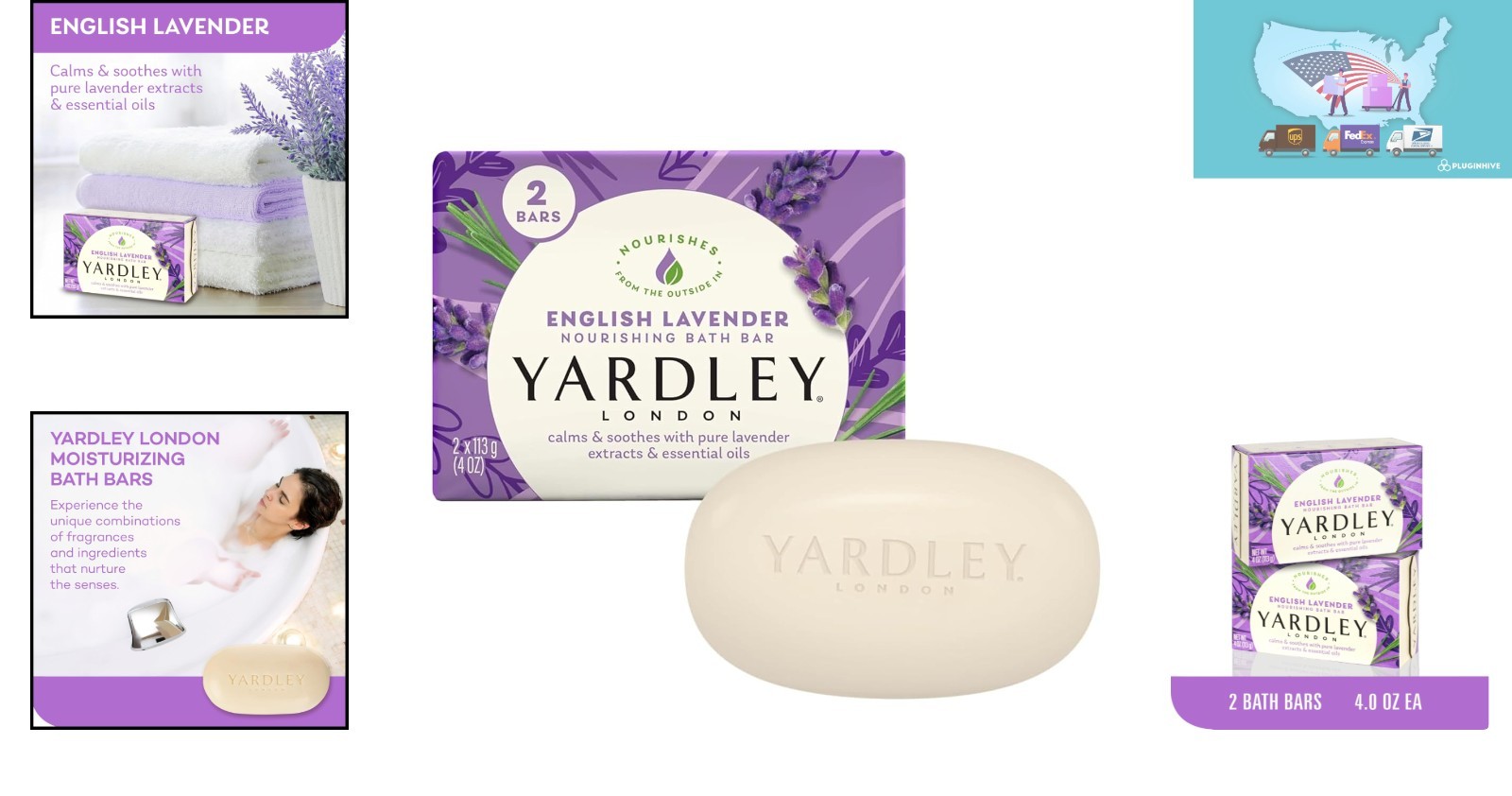 Aromatic English Lavender Bar Soap Set – 4.25 Ounce Each, Soothing Cleanse