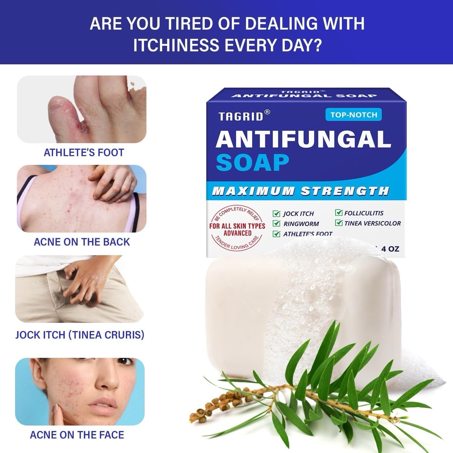 4 oz Antifungal Soap with Tea Tree Oil Antifungal Bar Soothing Care Itch Relief