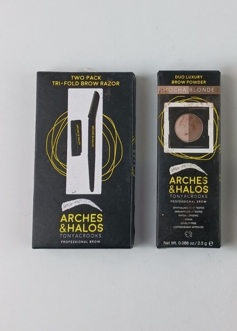 2 PACK ARCHES & HALOS MIXED LOT 2 PACK TRI-FOLD BROW RAZOR & DUO BROW POWDER