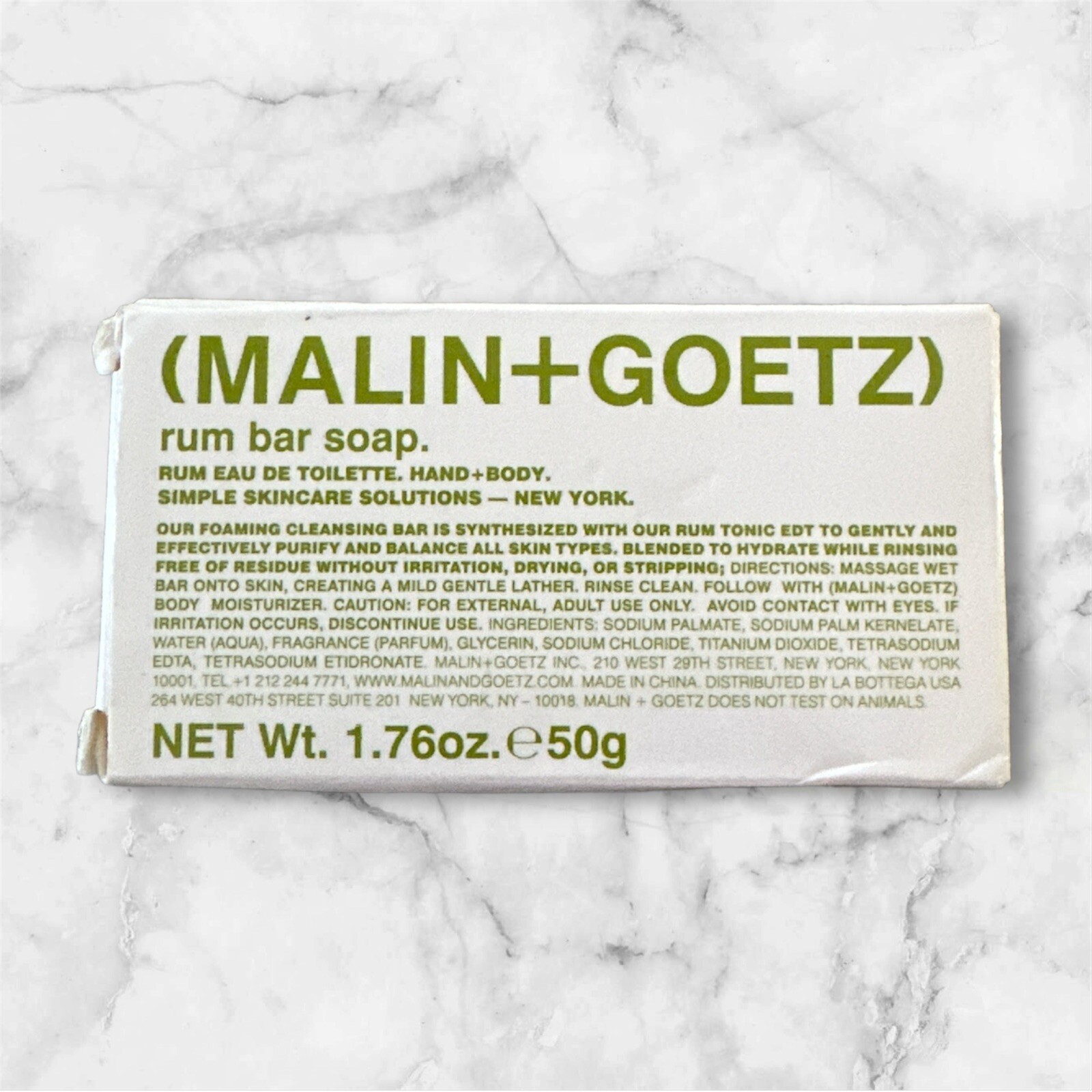 NEW Malin + Goetz Rum Bar Soap 1.7oz/50g Travel Size NEW IN BOX