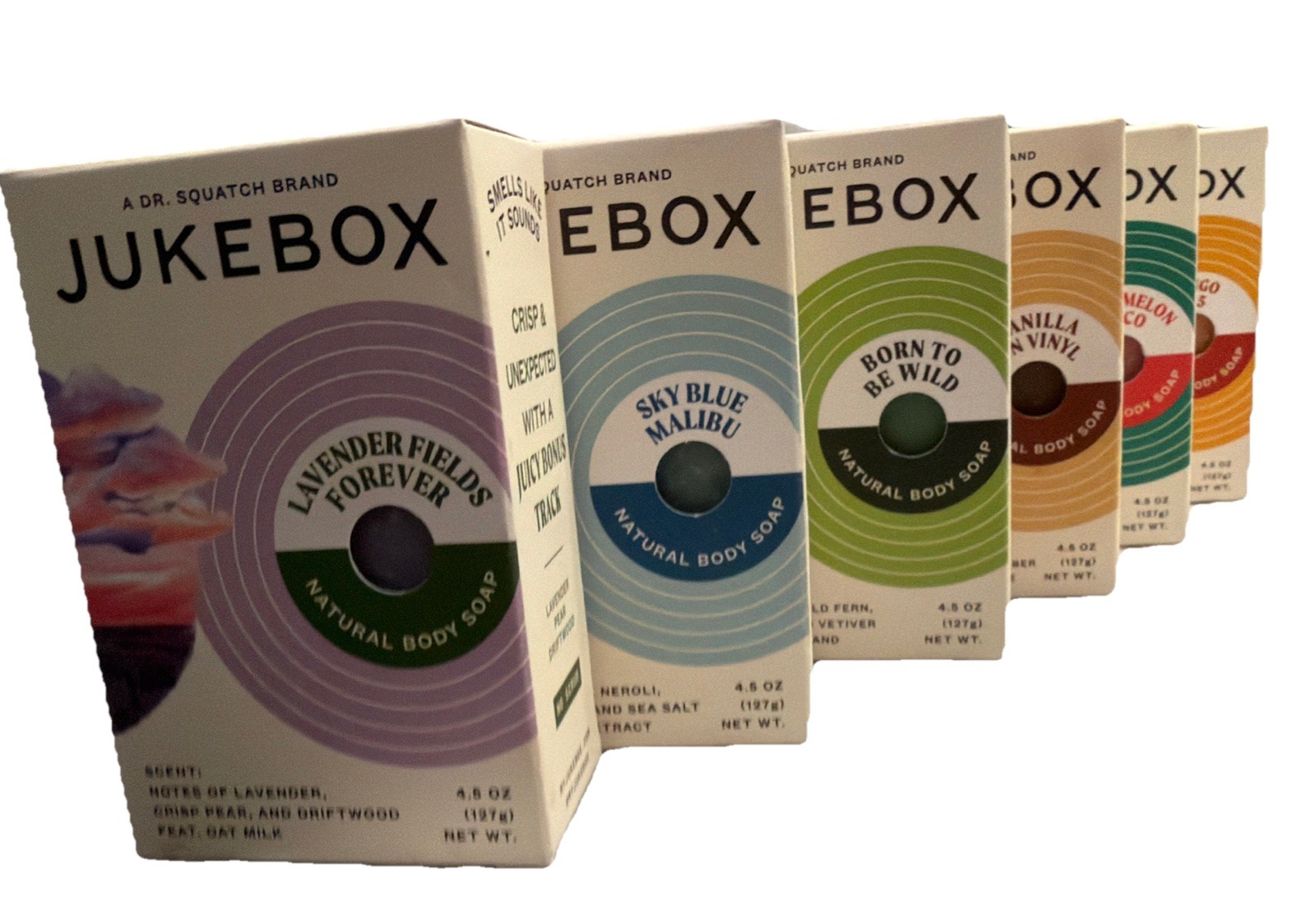 Jukebox by Dr Squatch Natural Body Soap Variety Pack 6 Bars 4.5oz Each