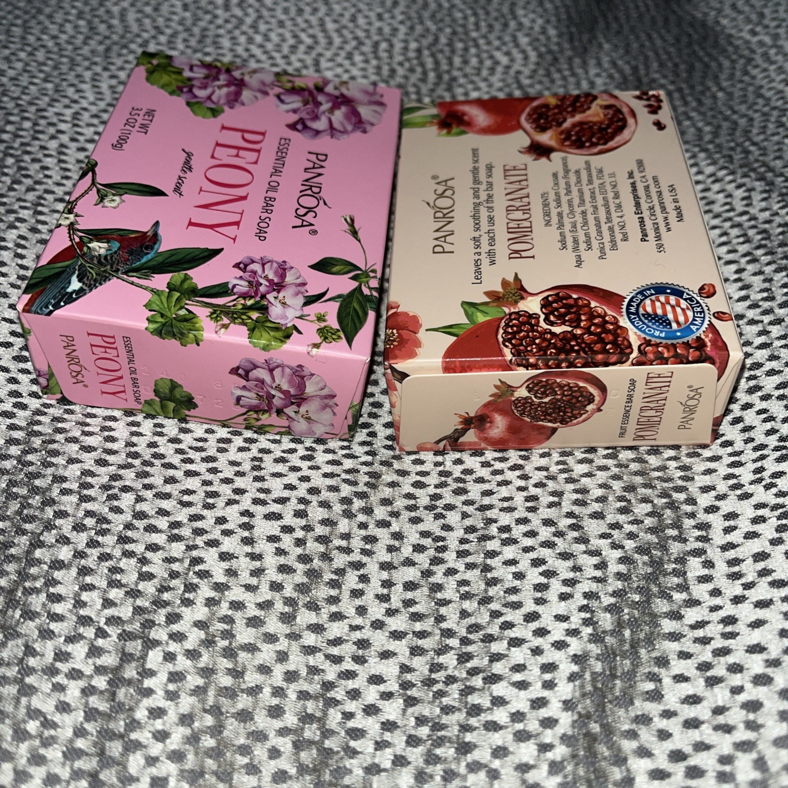 2 Bars PANROSA Fruit Essence Bar Soap Pomegranate Peony Oil Bar 3.5 oz