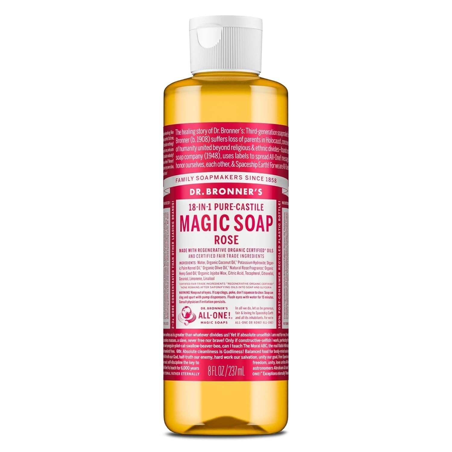8oz Pure-Castile Rose Soap – Multifunctional Organic Cleanser for Home & Body