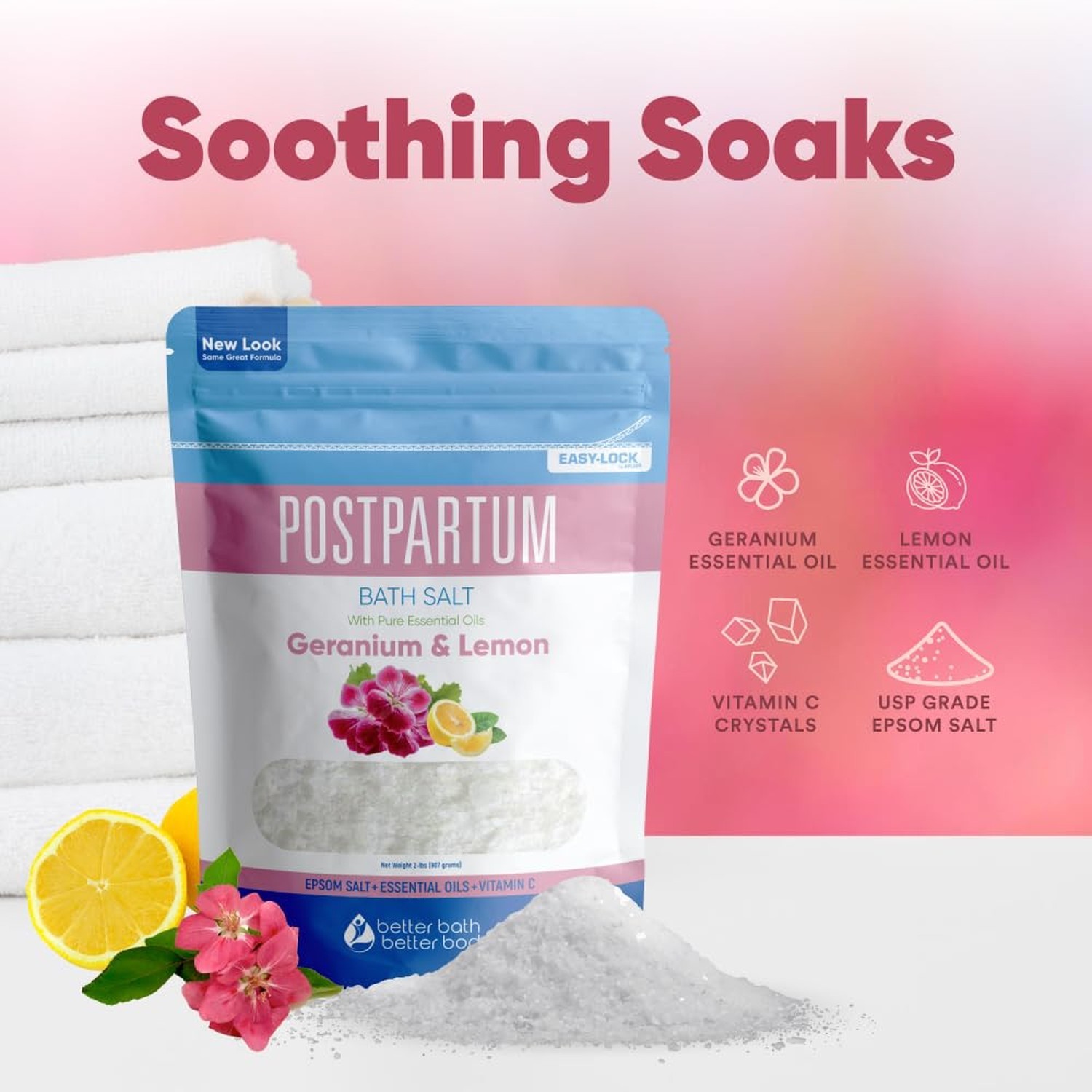 Postpartum Sitz Bath Soak (2 Lbs) Postpartum Care for New Moms Bath Salt with…