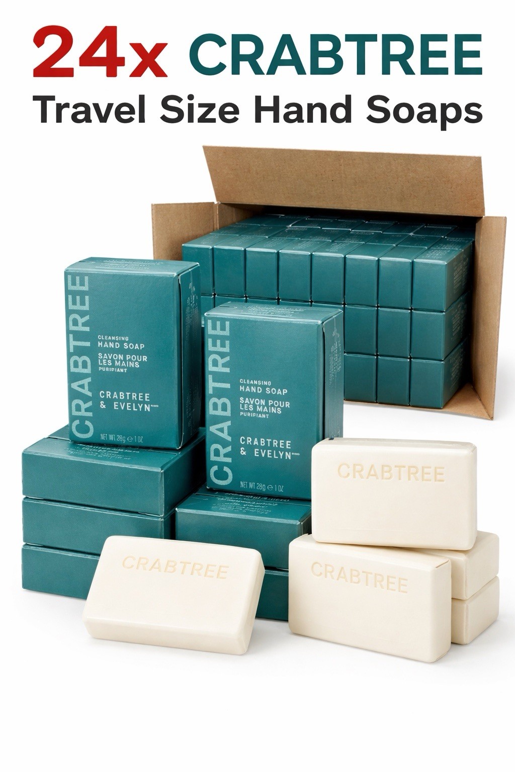 24x Crabtree & Evelyn Travel Size Soap 1 oz Bars Cleansing Hand Soap Hotel Lot