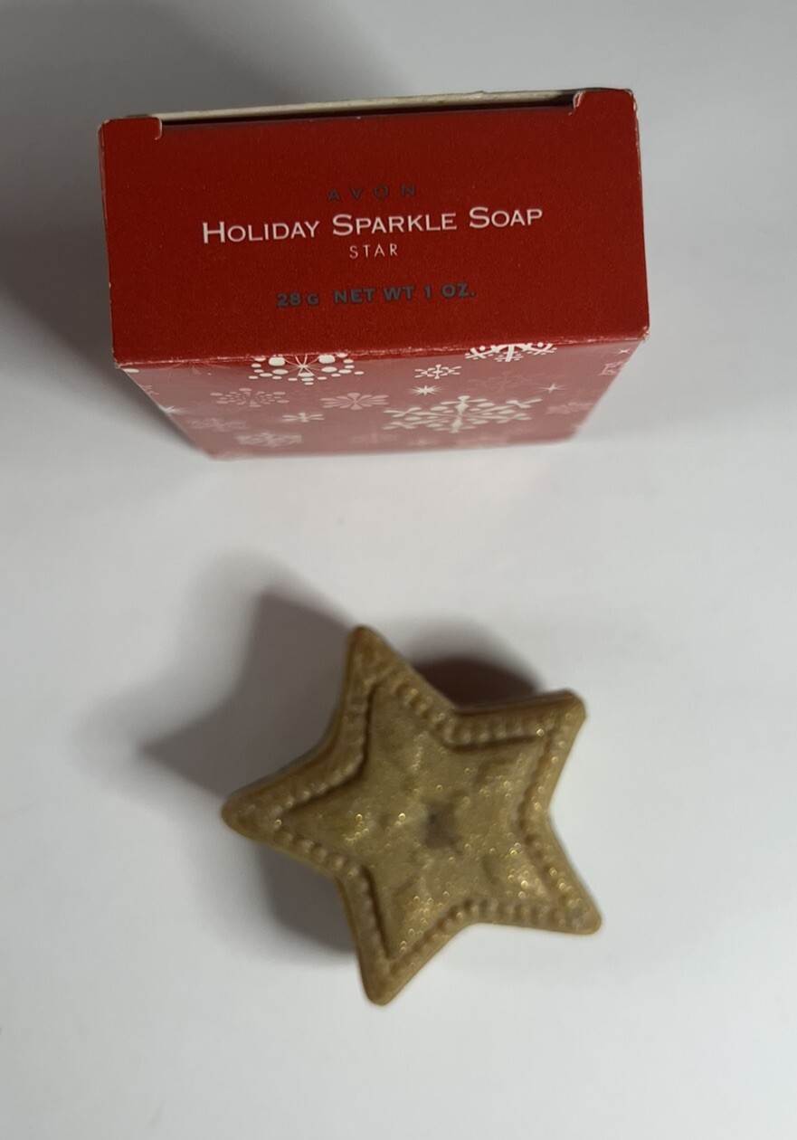 Lot 3 AVON Holiday Sparkle Soap Bars 2 Star & 1 Poinsettia