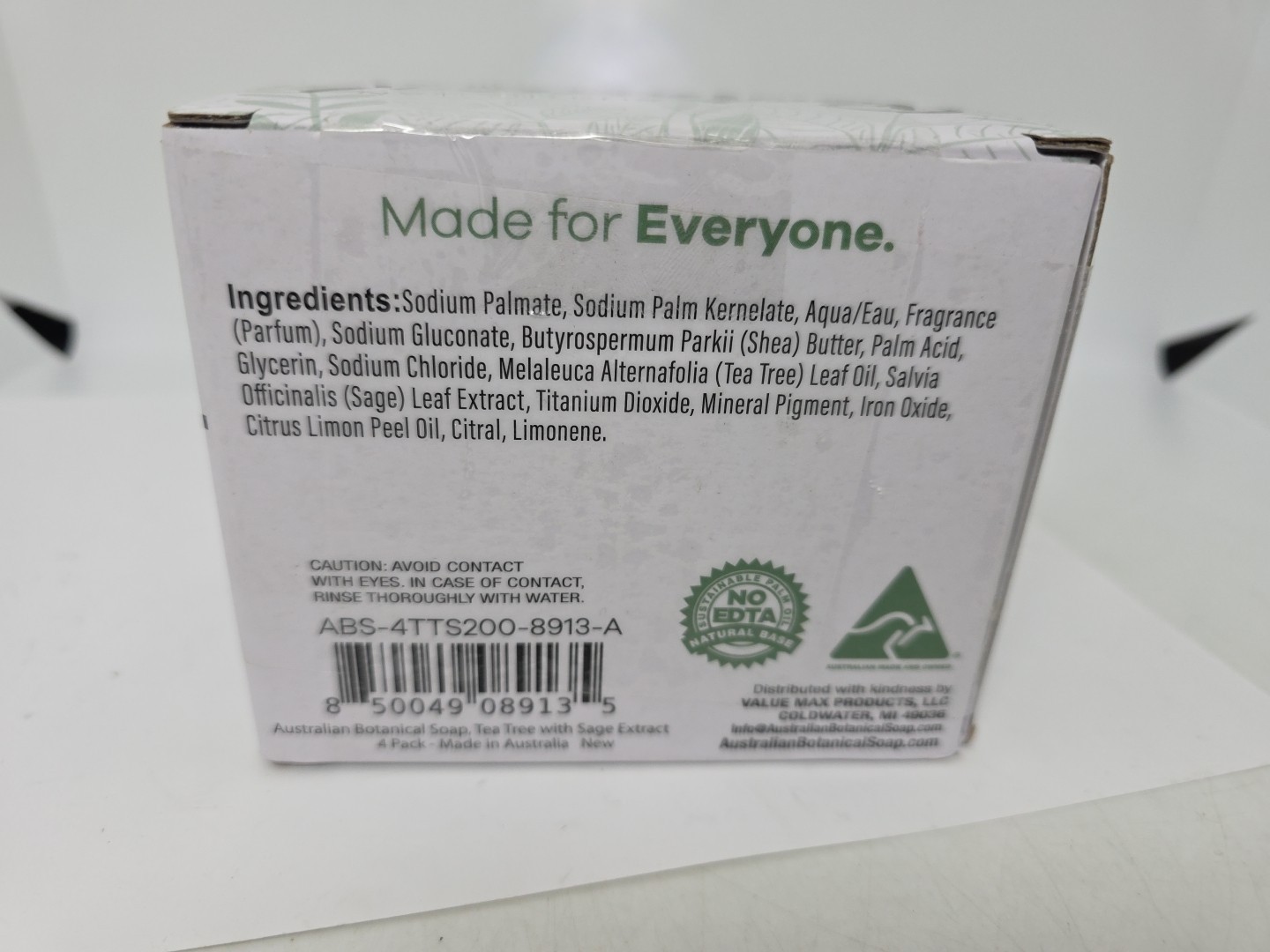 Australian Botanical Soap TEA TREE with SAGE EXTRACT 4 Soap bars 6.6oz each.