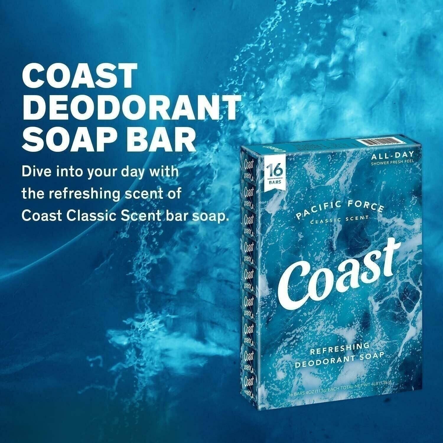 Coast Classic Original Scent Bar Soap – 4 Ounce 16 Bars, 4 Fl Oz