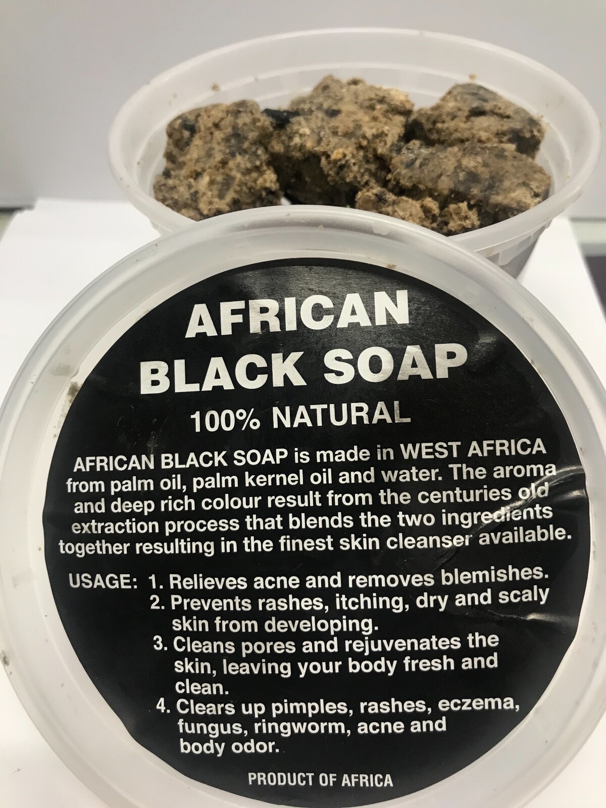 African Black Soap Tub 1lb 100% Natura