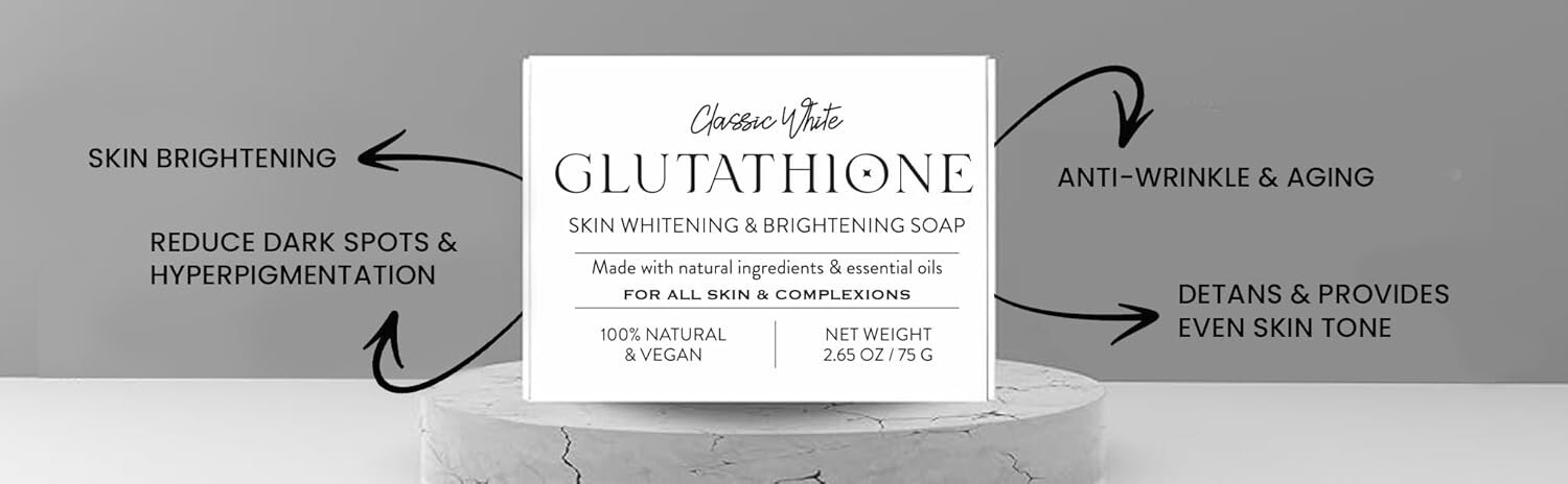 Glutathione Skin Whitening & Brightening Soap Anti-Aging Natural & Vegan 75g 4pk