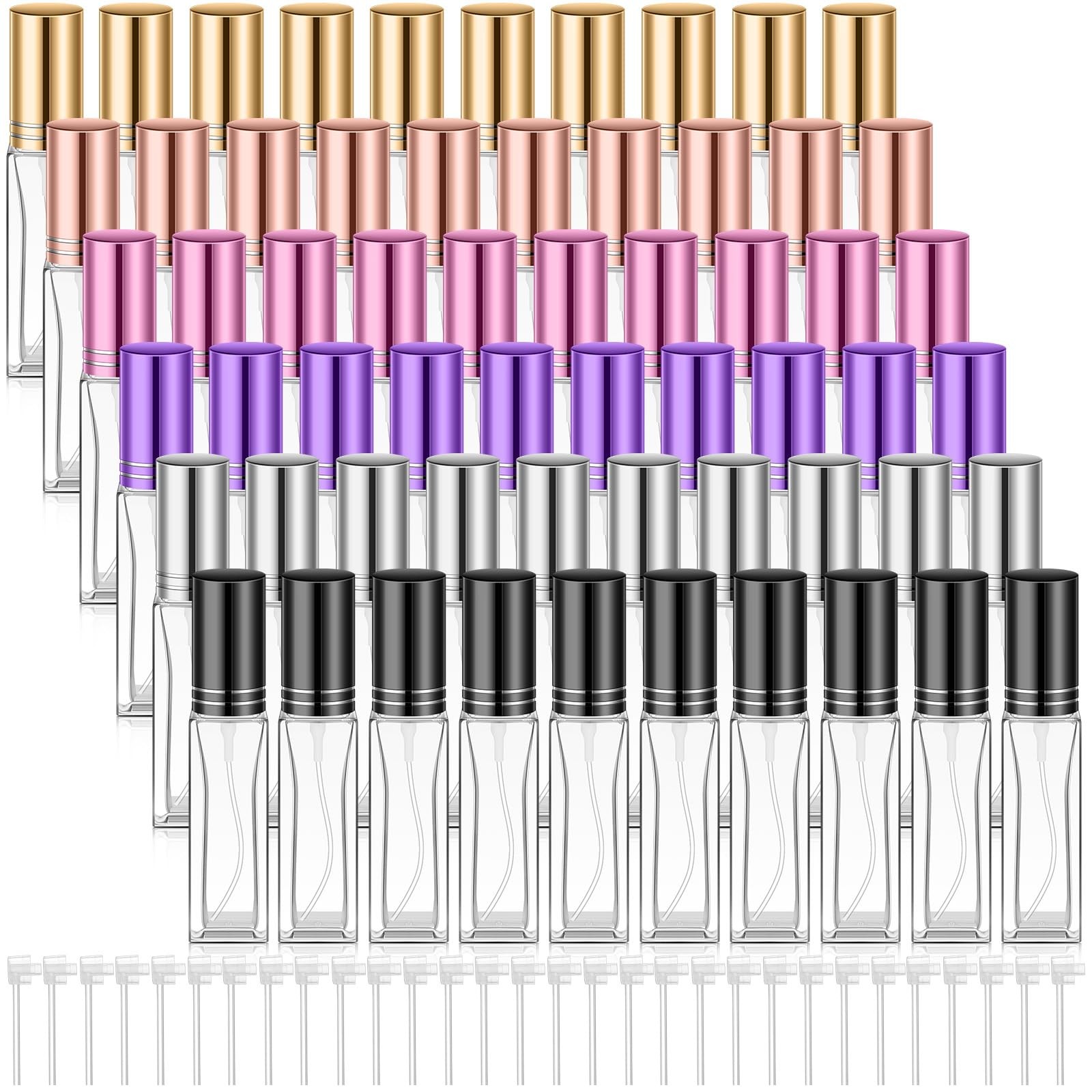 Domensi 60 Pcs 8 ml Empty Glass Perfume Bottles Bulk – Multicolor Refillable Col