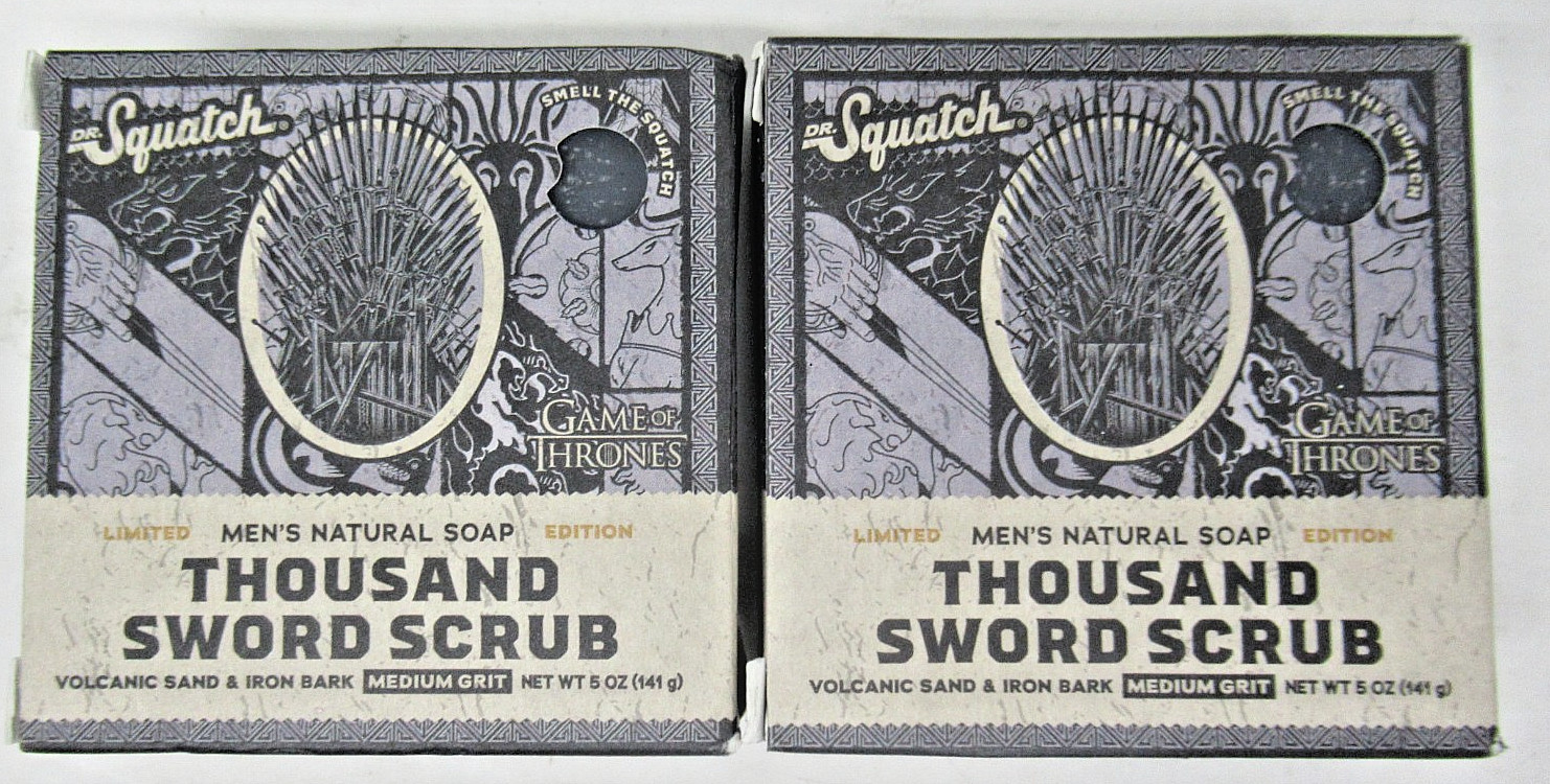 2x Dr. Squatch Bar Soap Game Of Thrones Edition 5oz bars, Thousand Sword Scrub