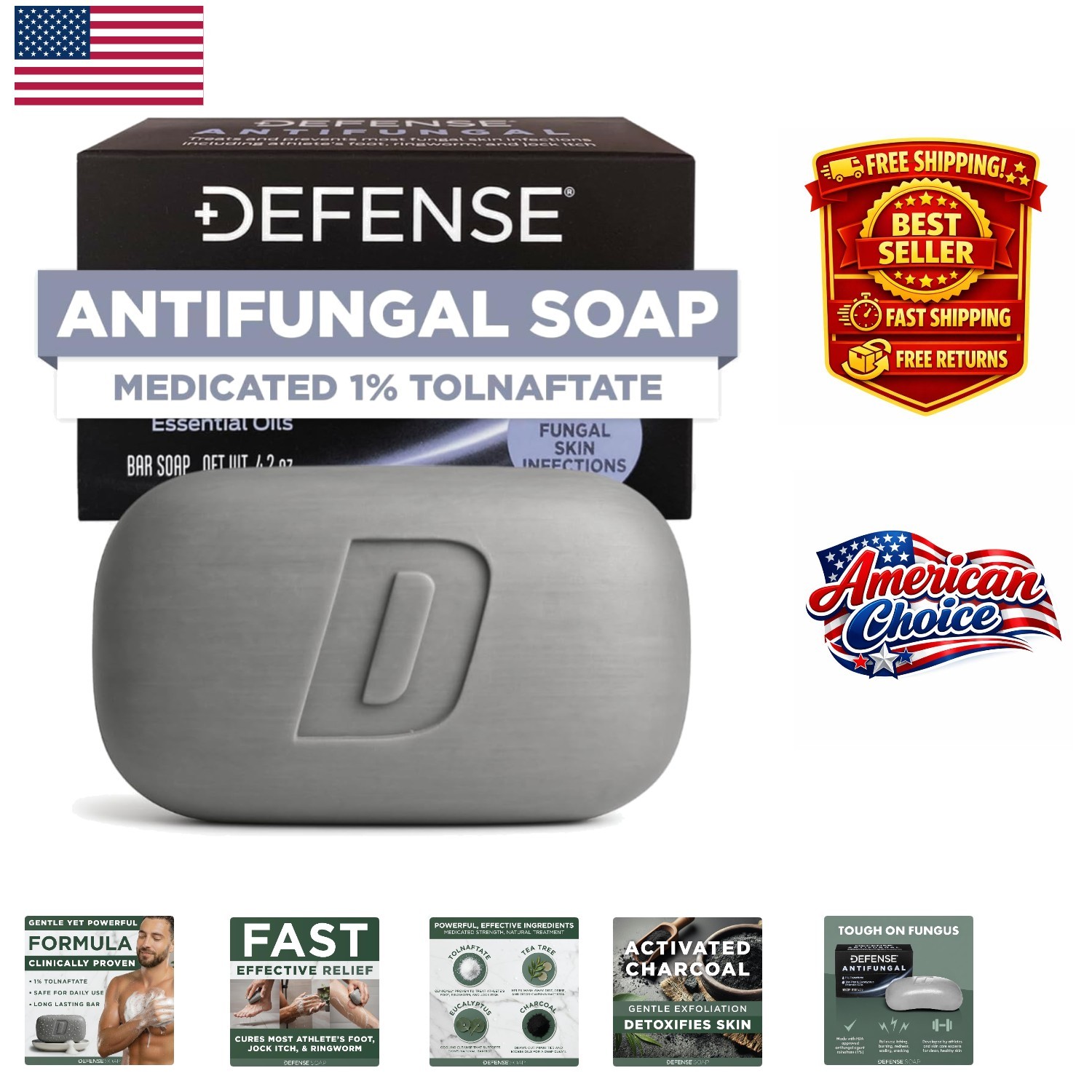 Defense Antifungal Soap 4.2oz – Easy Medicated Solution for Skin Infections