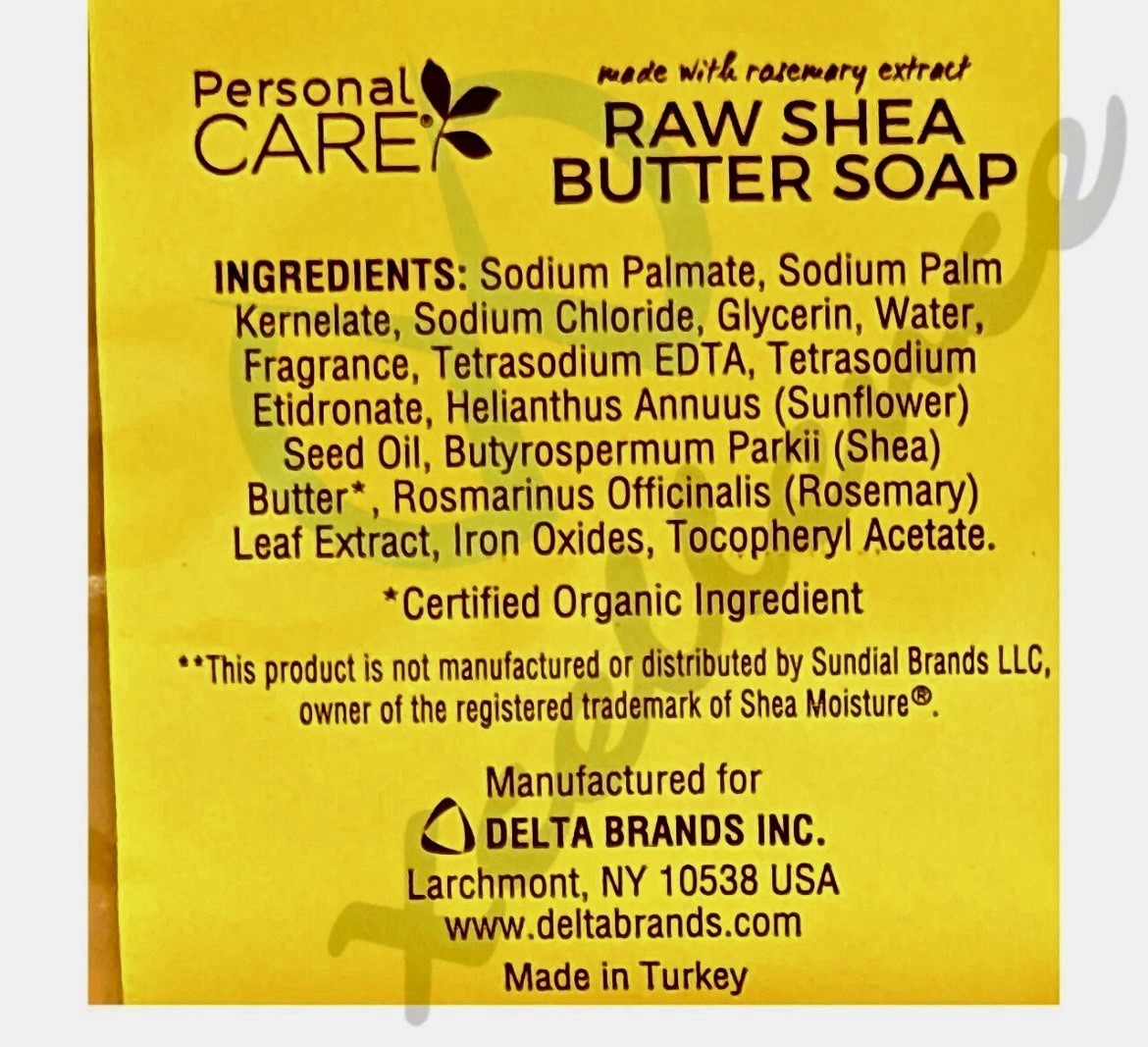 Raw Shea Butter Bar Soap by Personal Care, Gently Moisturizes Skin, 5 Packs