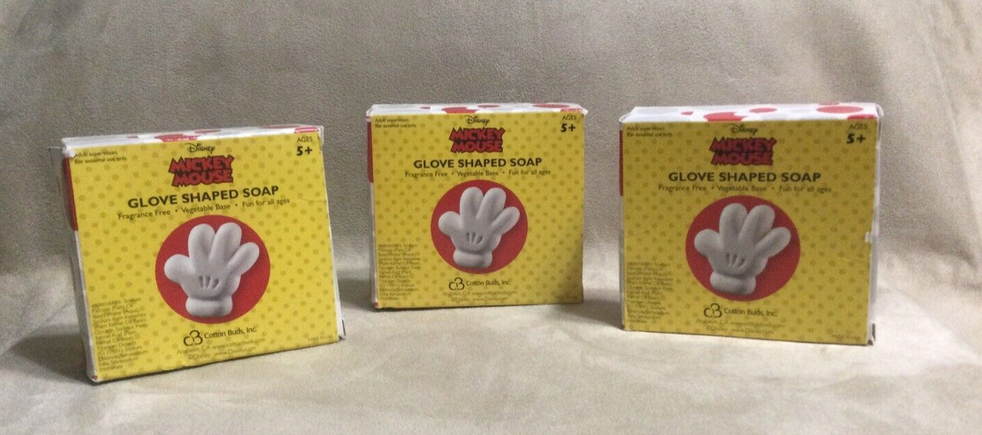 3 Boxed Fragrance Free Disney Mickey Mouse Glove Shaped Soap