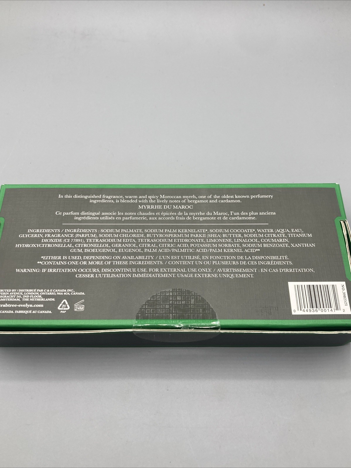 Crabtree & Evelyn Men’s Collection Moroccan Myrrh Body Bar Soap 3x 5.29 oz NIB