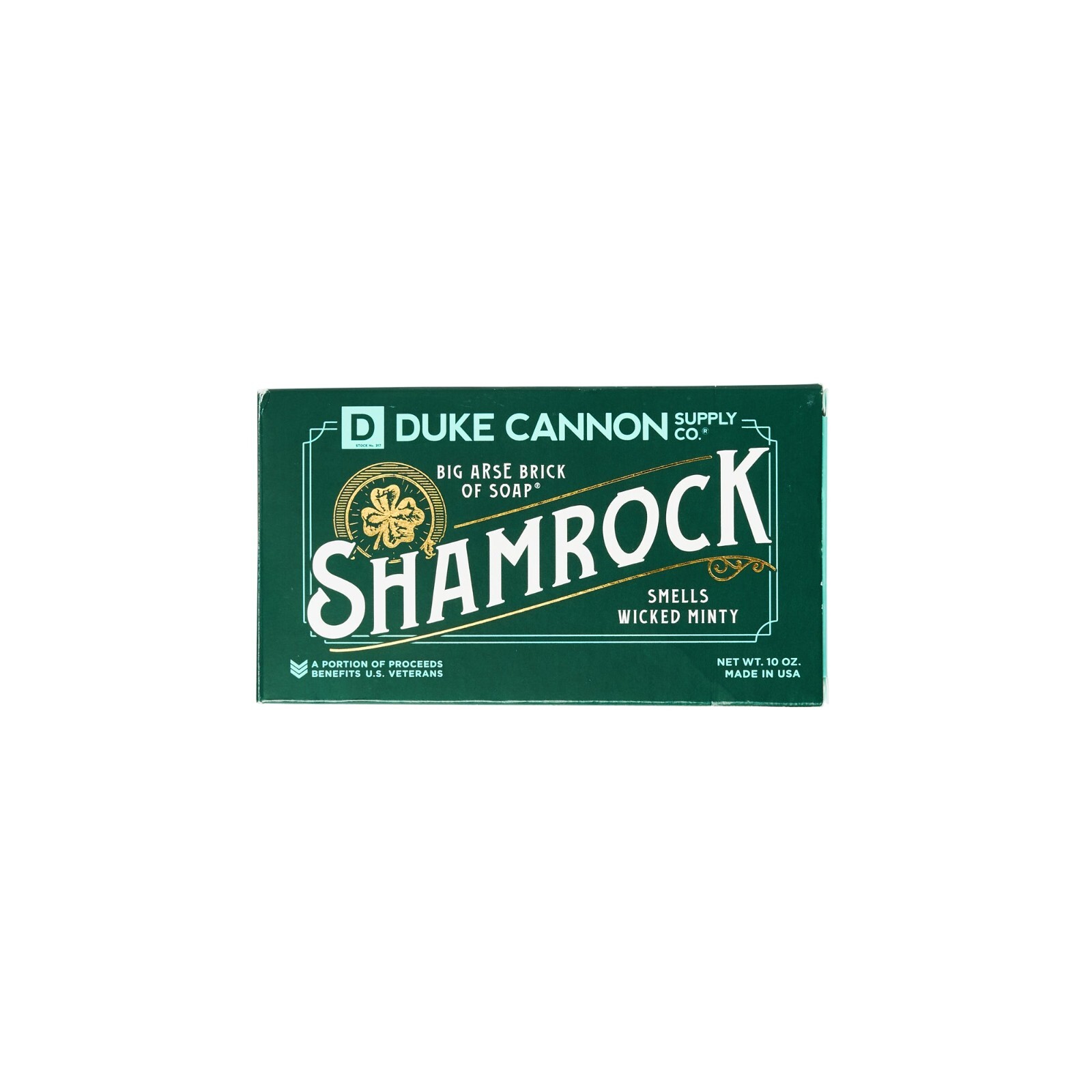 Duke Cannon Shamrock Soap Big Arse Brick of Soap Minty 10 oz Benefits USA Vets