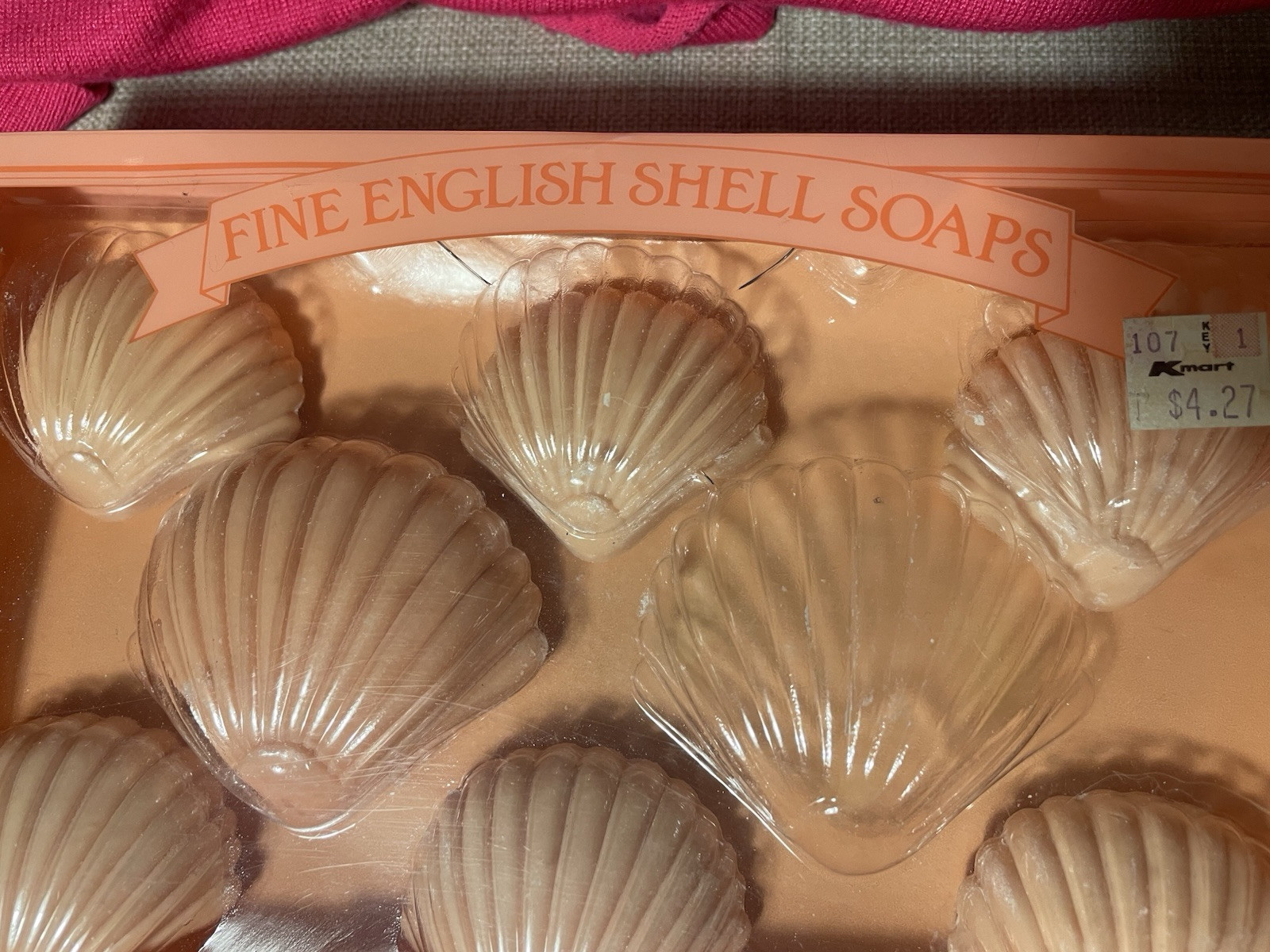 Vintage Fine English Shell Soaps, Seven In Total, Light Pink, open box