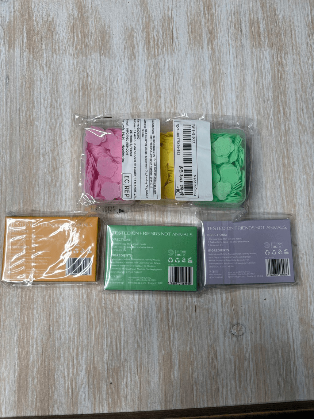 Travel Paper Soap Sheets Lot of 6 Fomin & Flower Petal Soap Papers Portable Hand