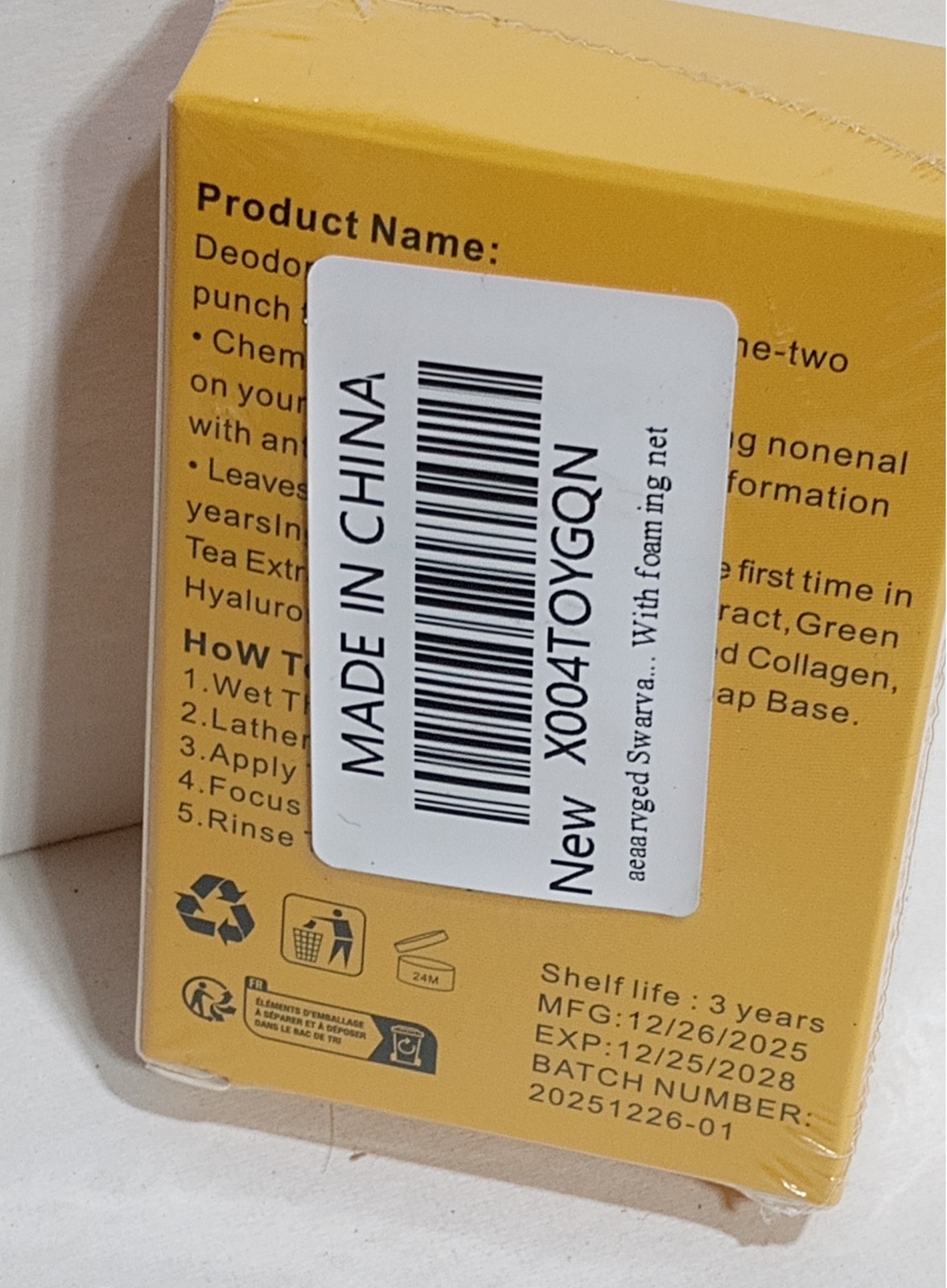 Swarva Deodorizing Persimmon Soap Anti-Aging Body Bar with Foaming Net