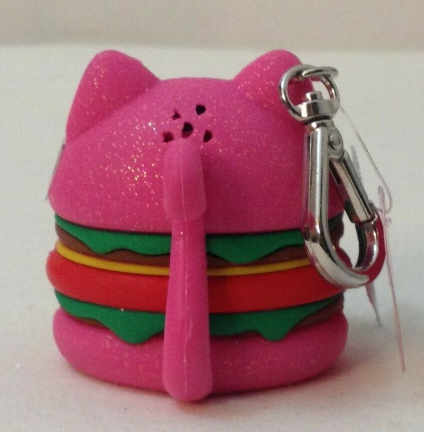 NWT Bath Body Works Pocket. Bac Holder Pink Cat Kitty Hamburger No Sound, Bonus!